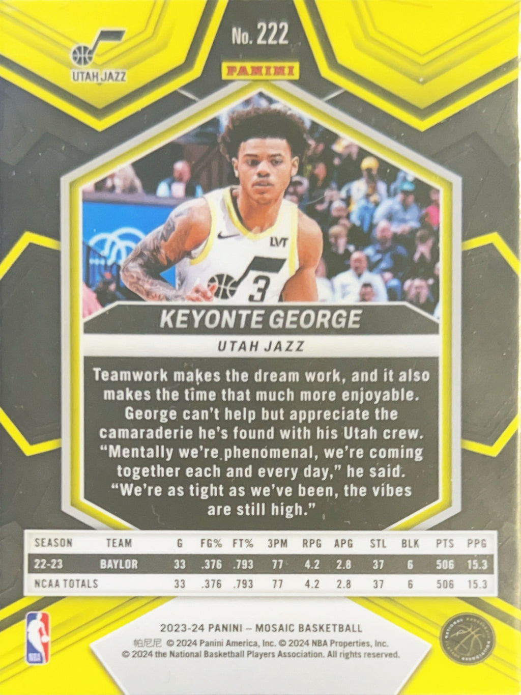 2024 Panini Mosaic Keyonte George #222 RC