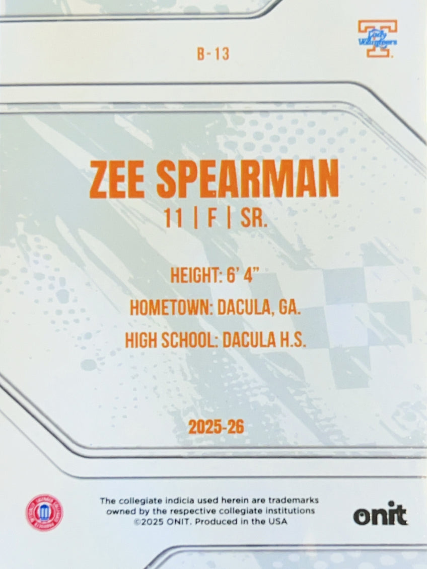 2025 ONIT Tennessee Lady Volunteers Zee Spearman #B-13