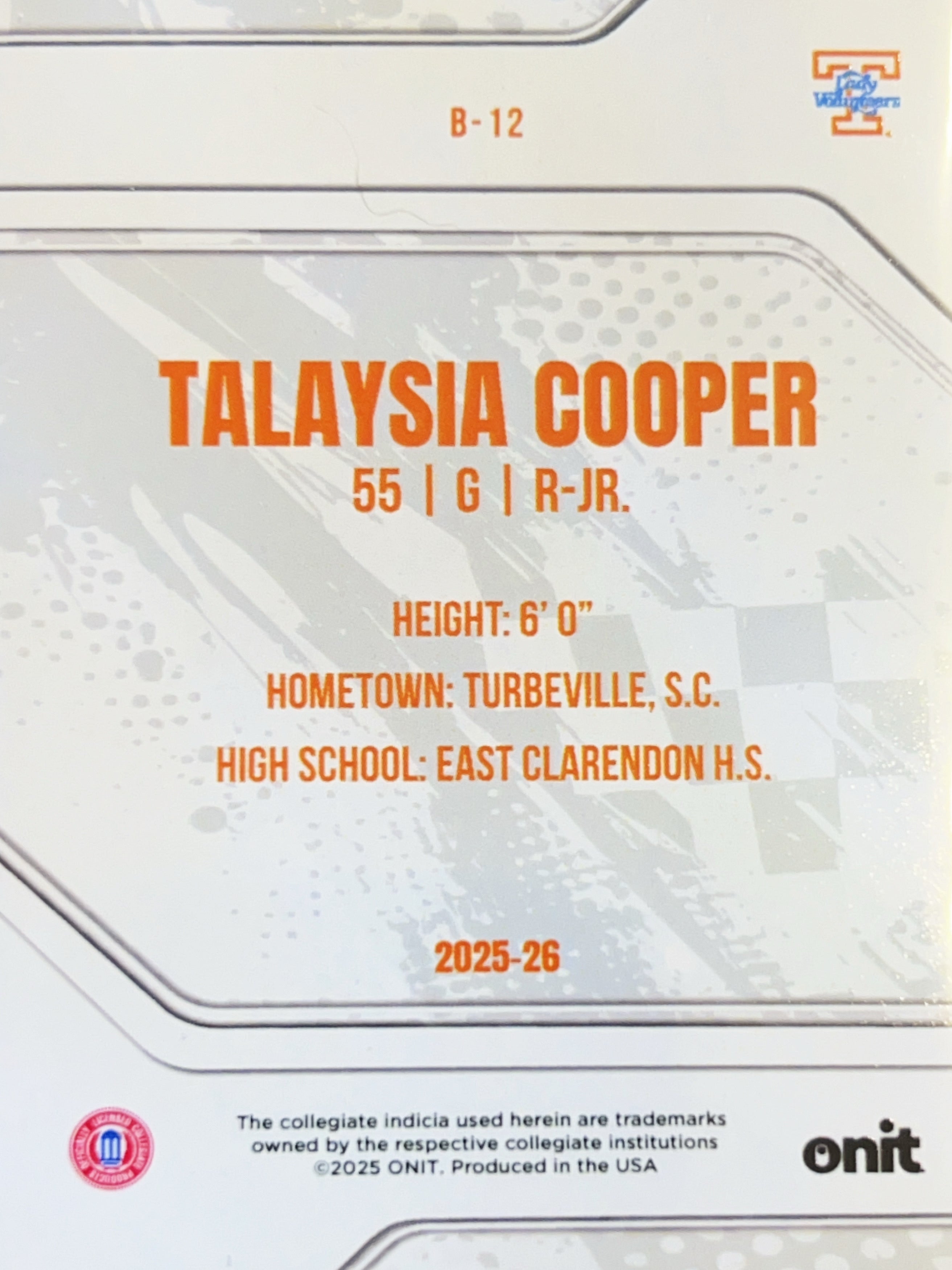 2025 ONIT Talaysia Cooper #B-12
