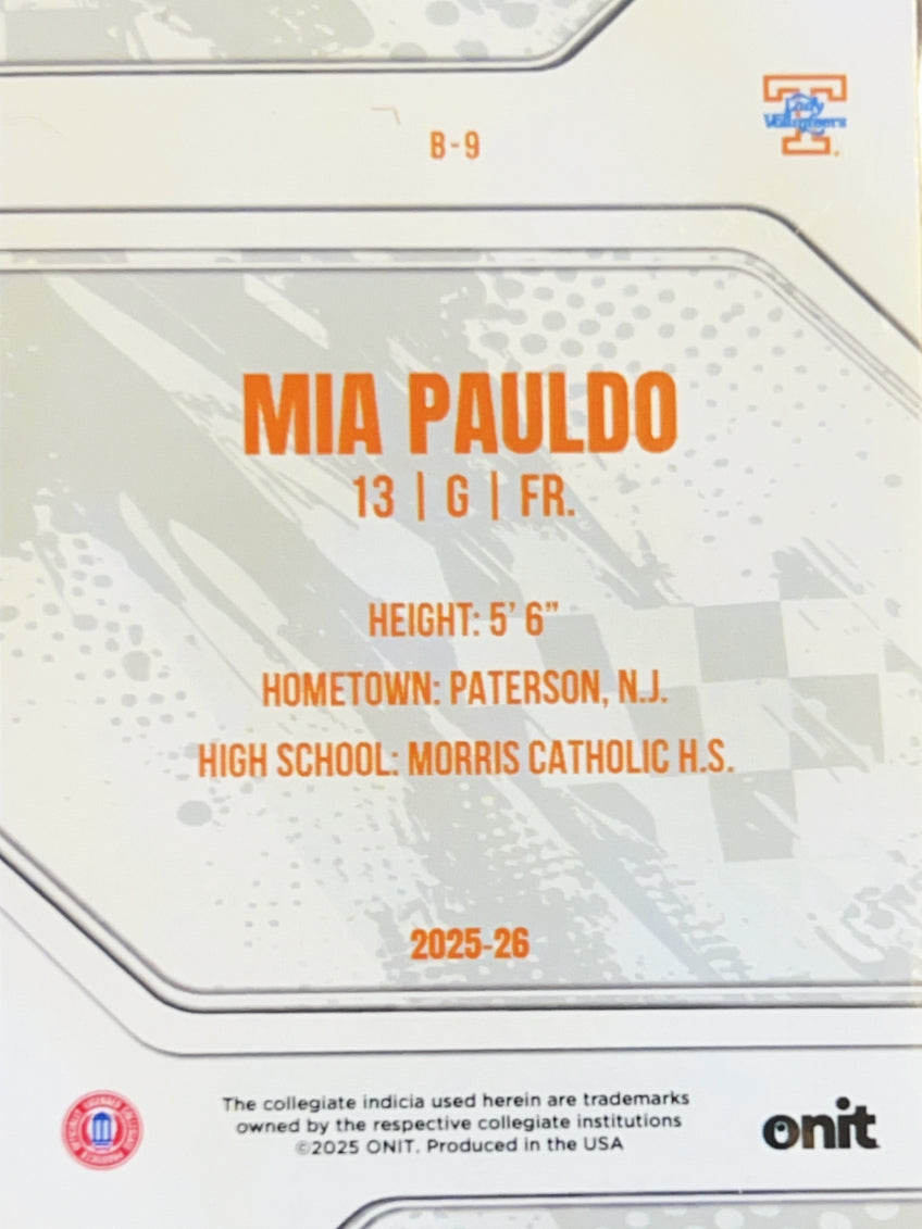 2025 ONIT Tennessee Lady Volunteers Mia Pauldo #B-9