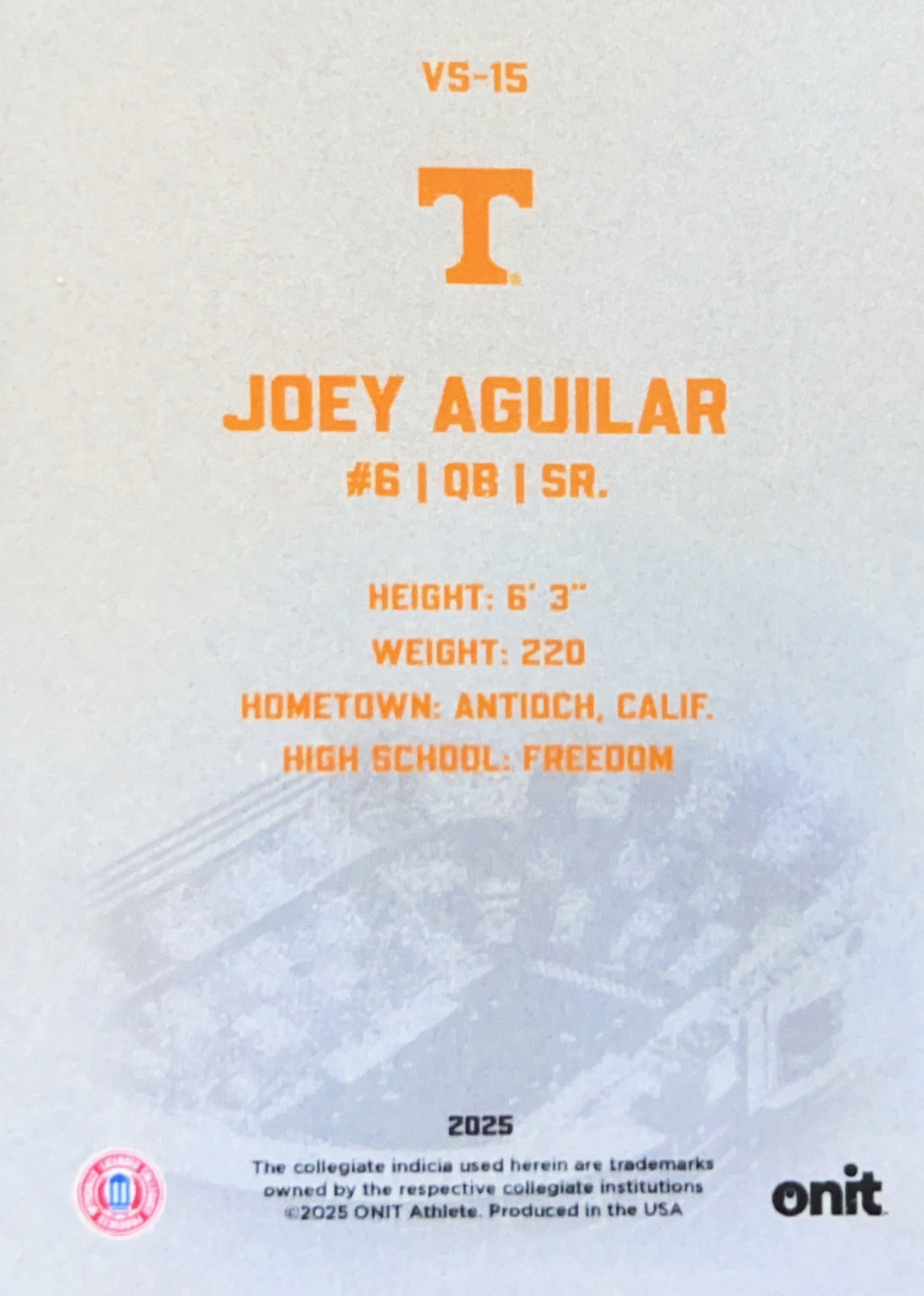 2025 ONIT Joey Aguilar #VS-15