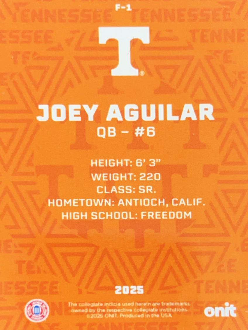 2025 ONIT Tennessee Football Joey Aguilar #F-1