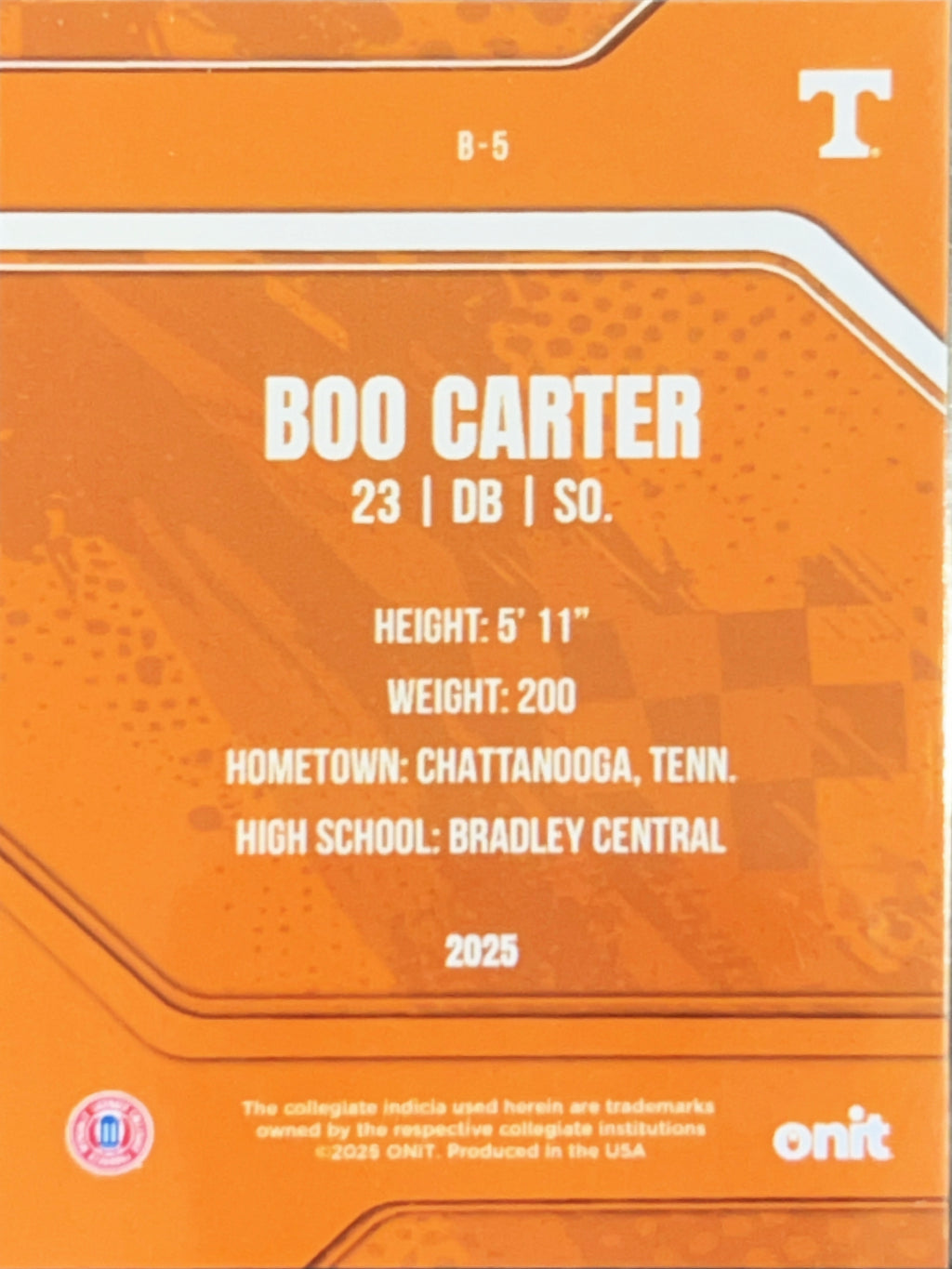 2025 ONIT Tennessee Football Boo Carter #B-5