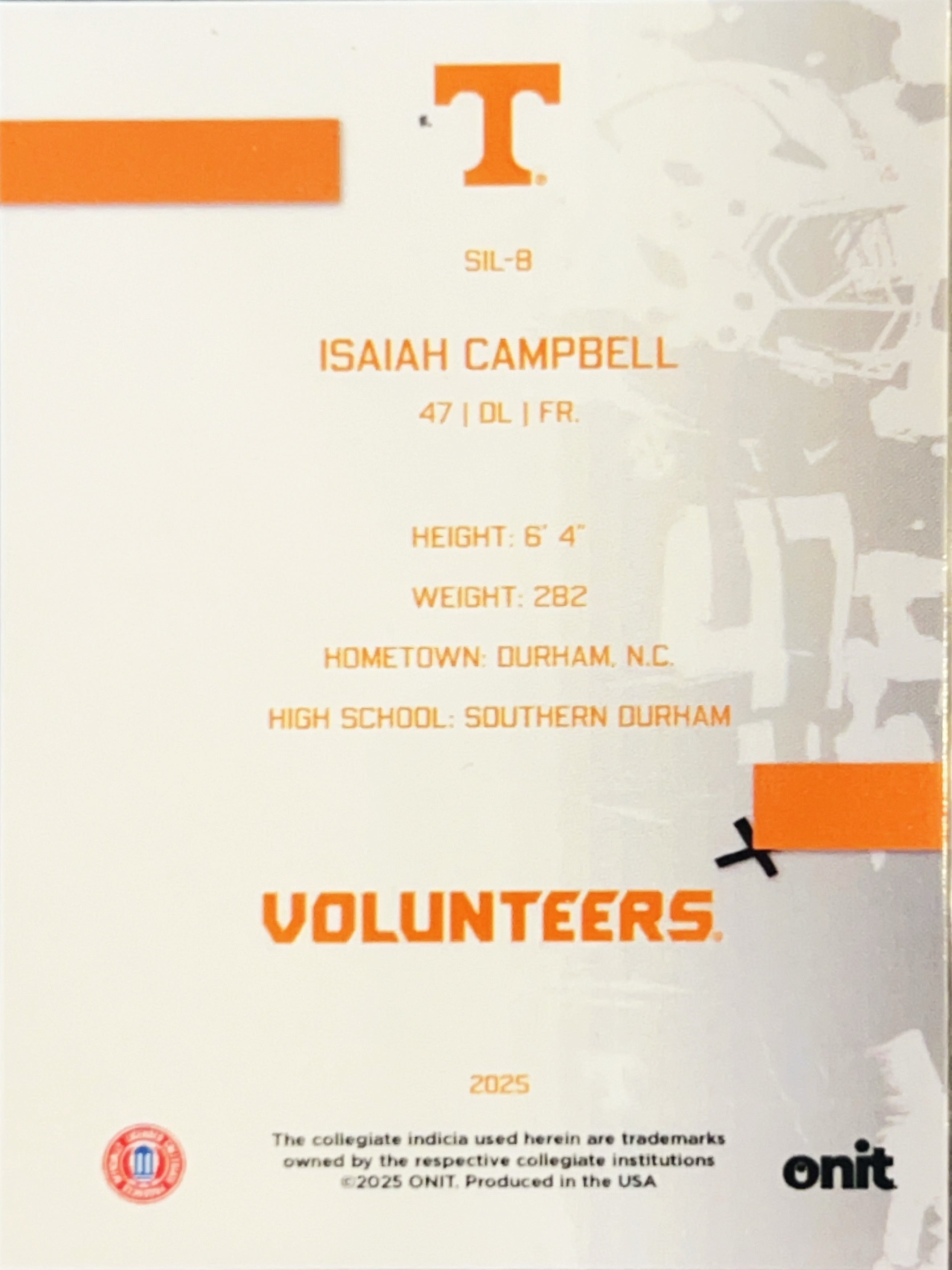 2025 Onit Tennessee Volunteers Isaiah Campbell #SIL-8