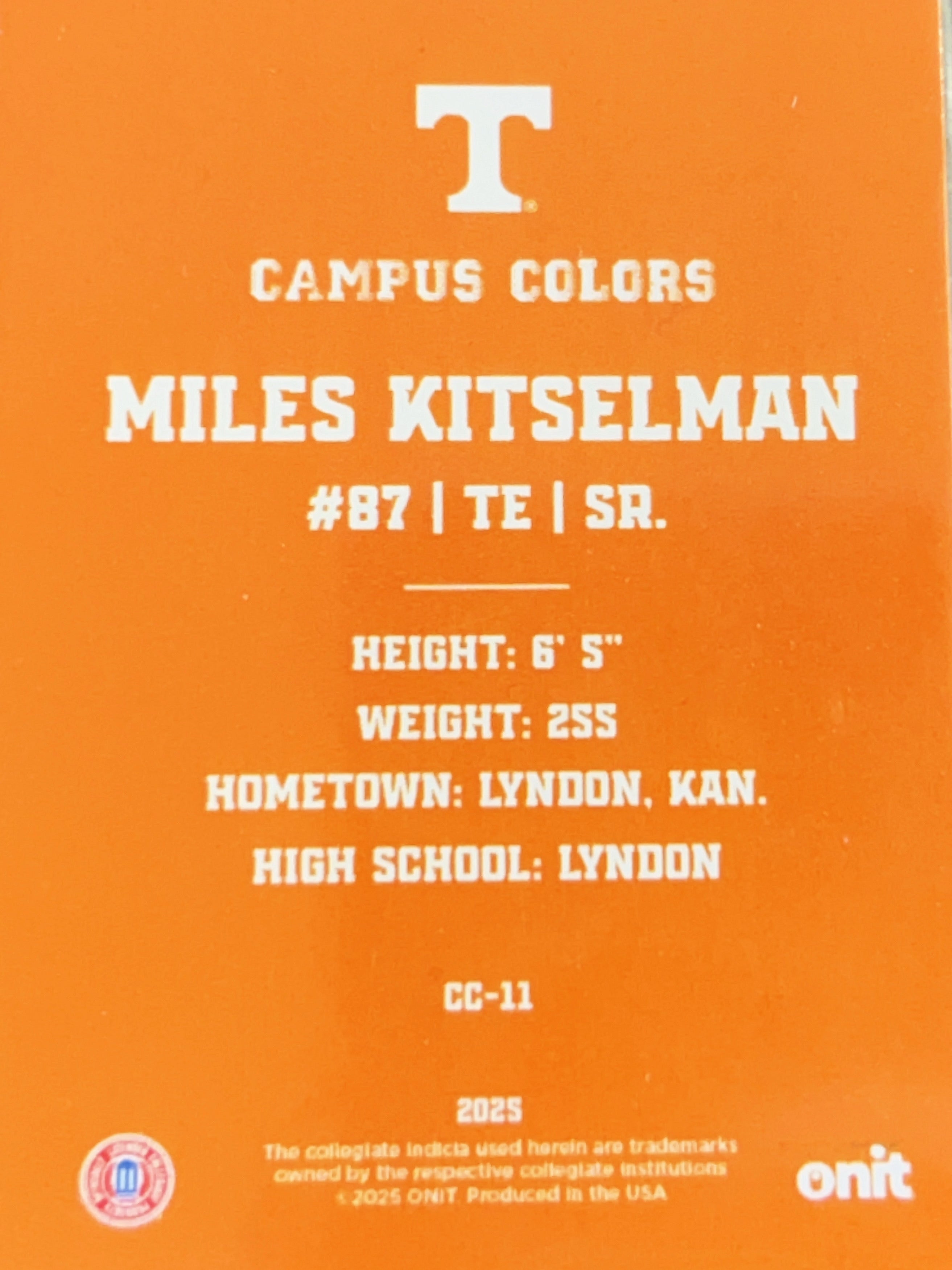 2025 ONIT Campus Colors Miles Kitselman #CC-11