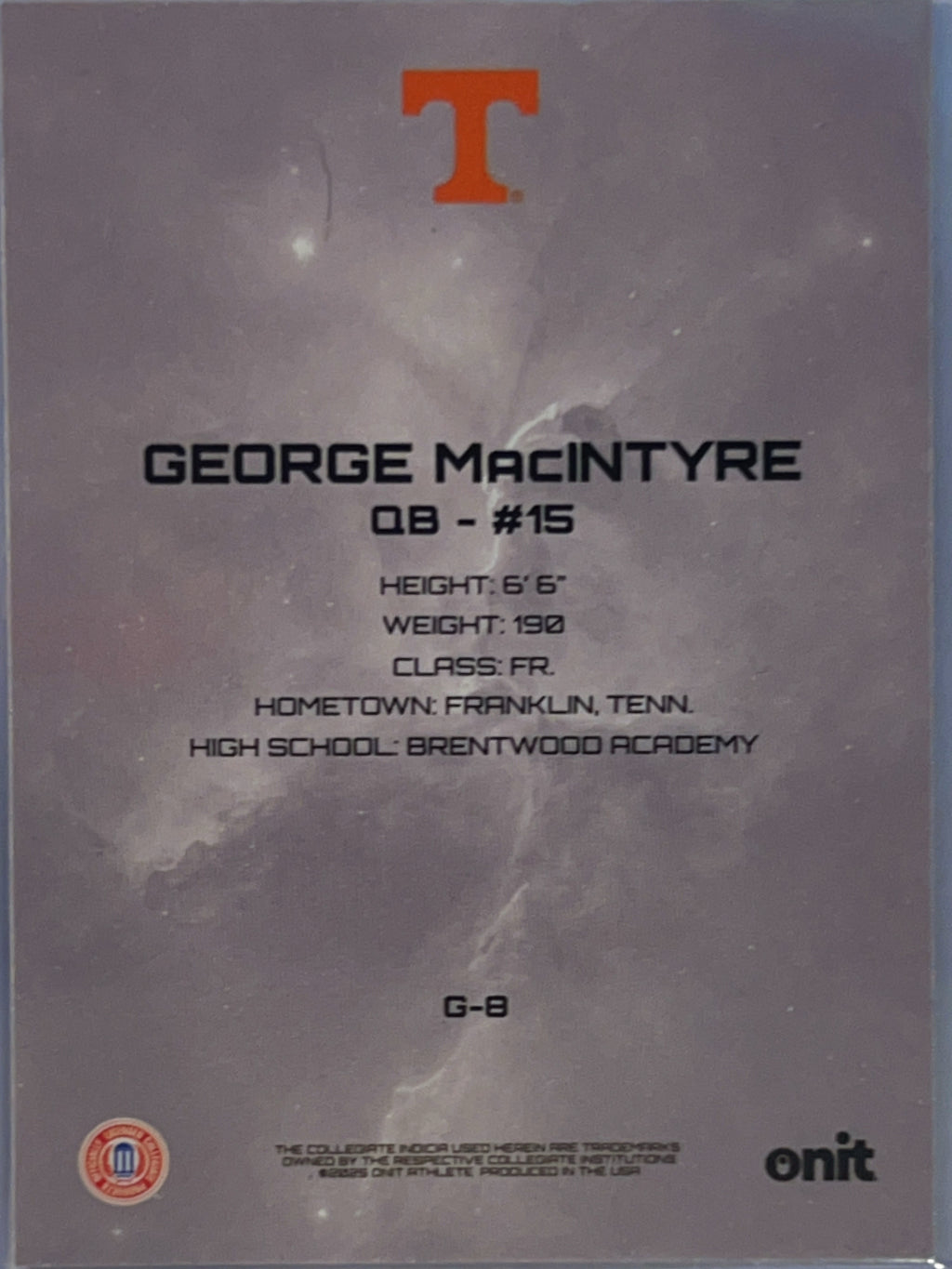 2023 Onit George MacIntyre George MacIntyre #G-8