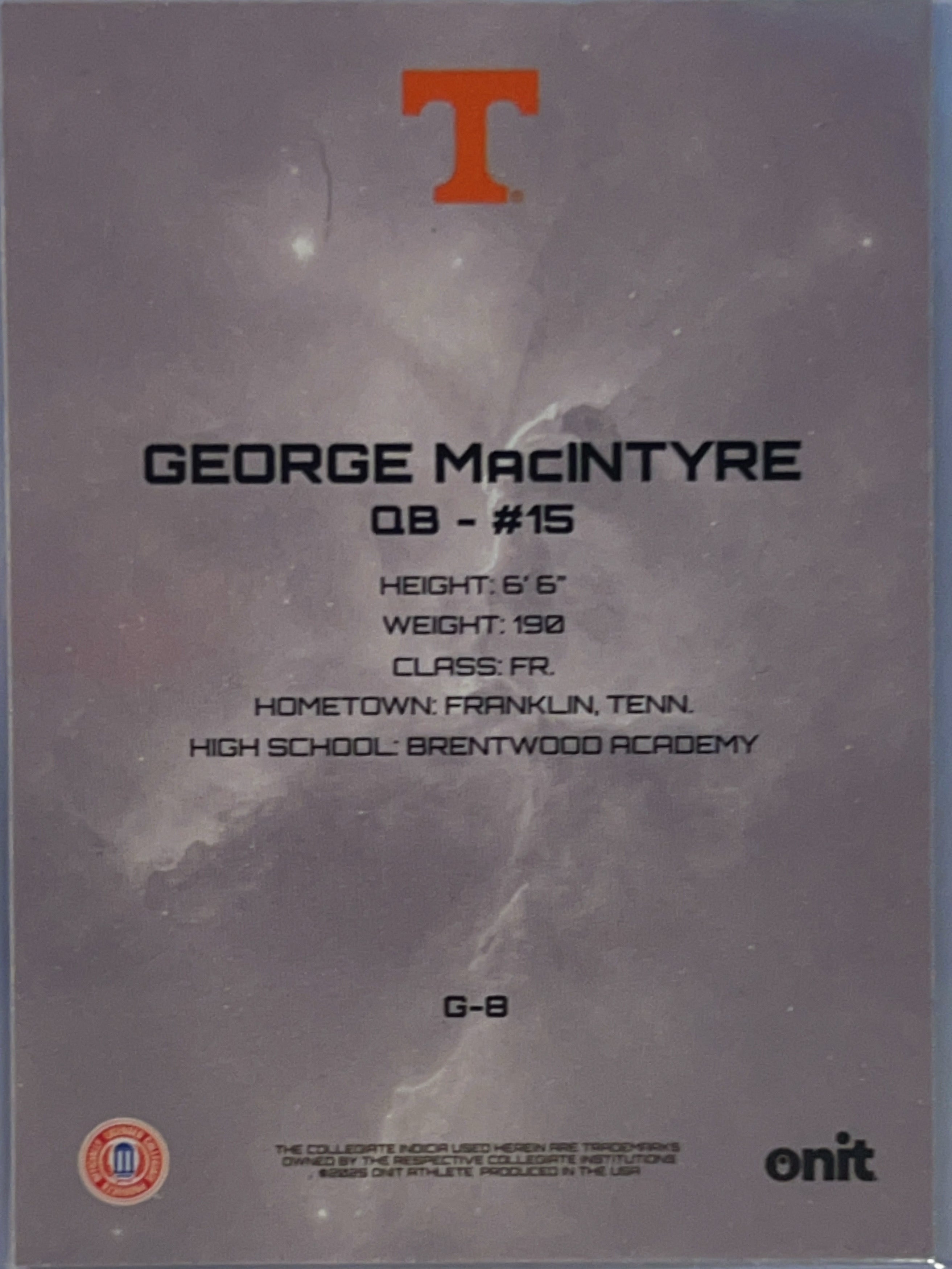 2023 Onit George MacIntyre George MacIntyre #G-8