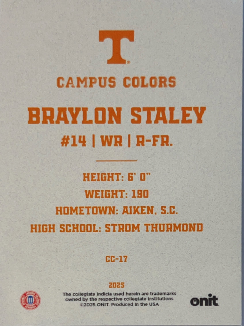 2025 ONIT Campus Colors Braylon Staley #CC-17 /249