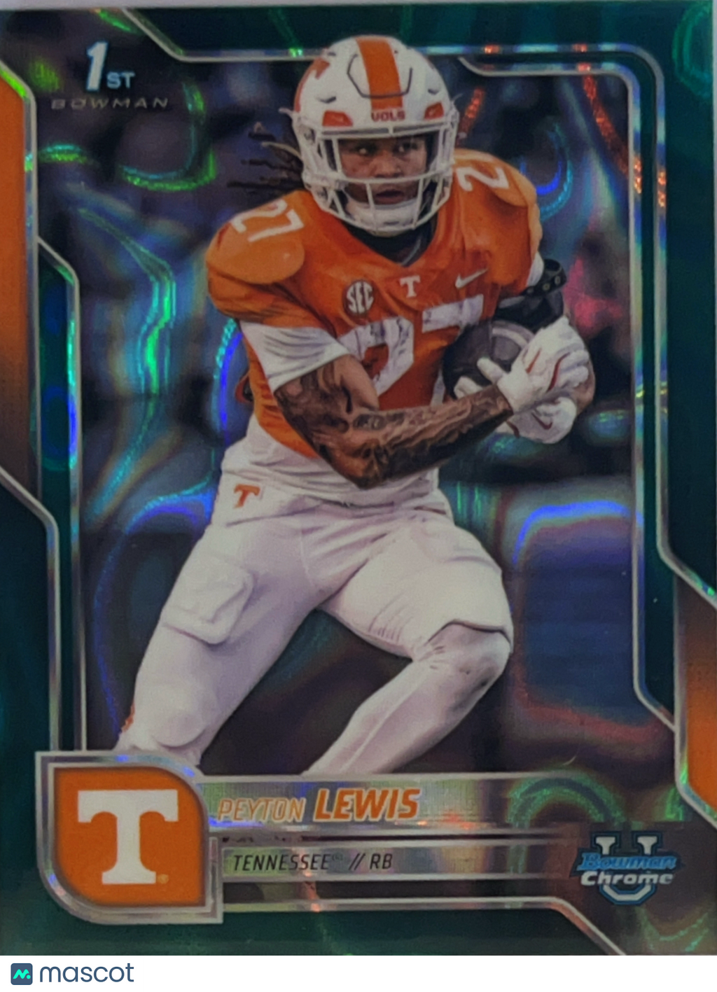 2025 Bowman Chrome University Peyton Lewis #97 Green Refractor 1st Bowman