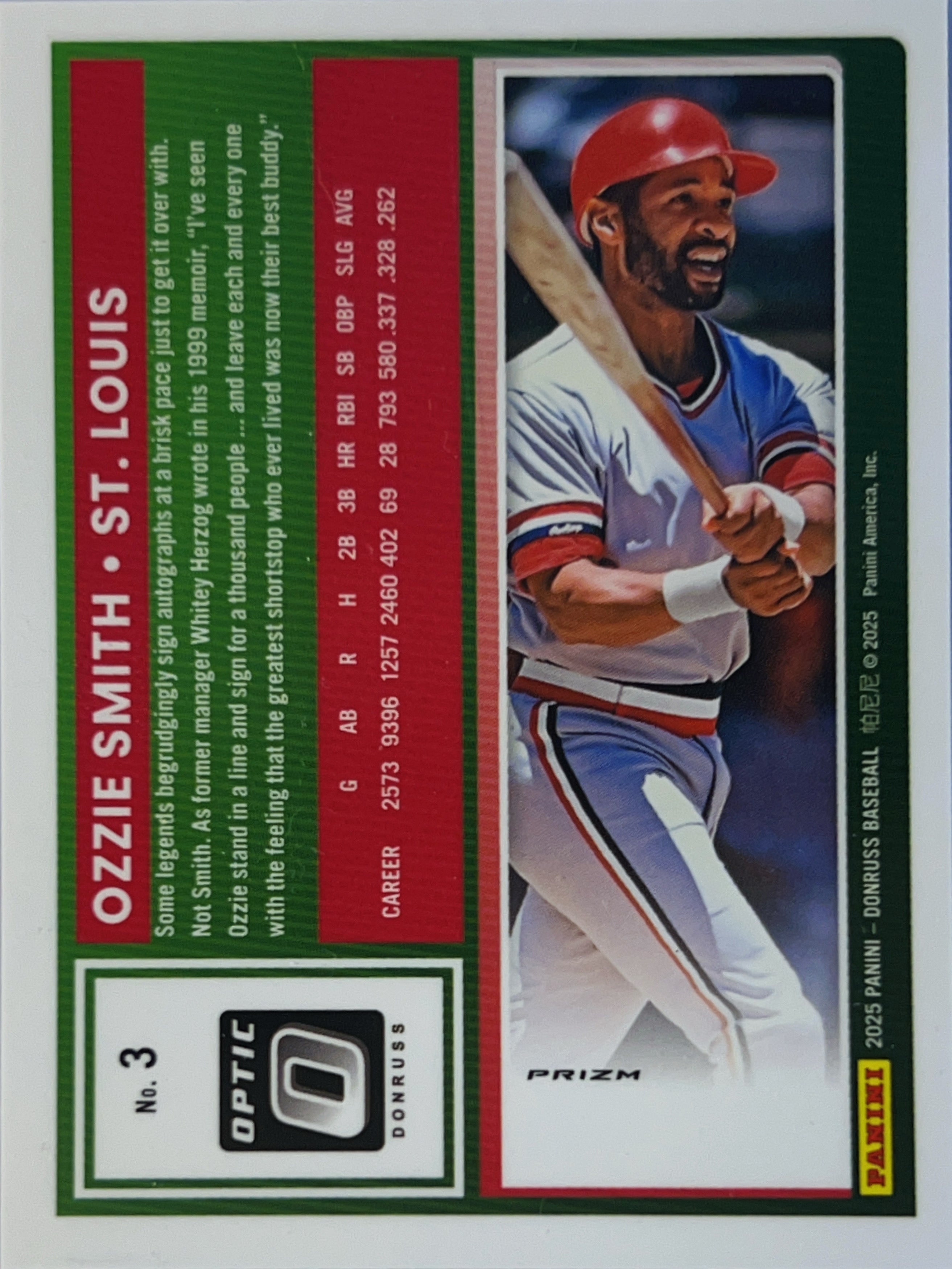 2025 Panini Donruss Optic Prizm Ozzie Smith #3