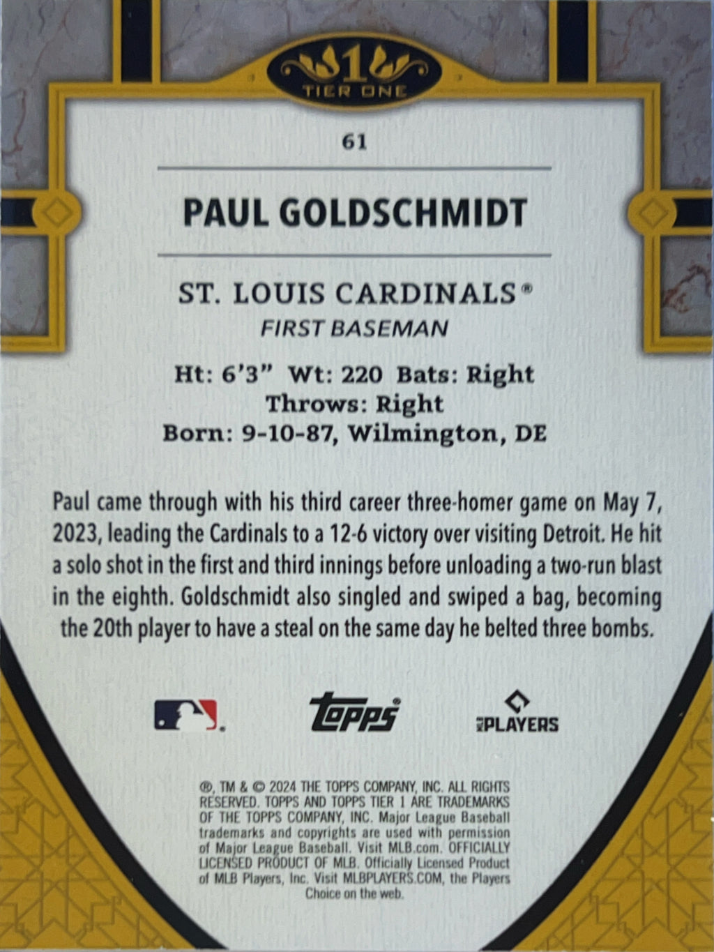 2024 Topps Tier One Paul Goldschmidt #61 /99