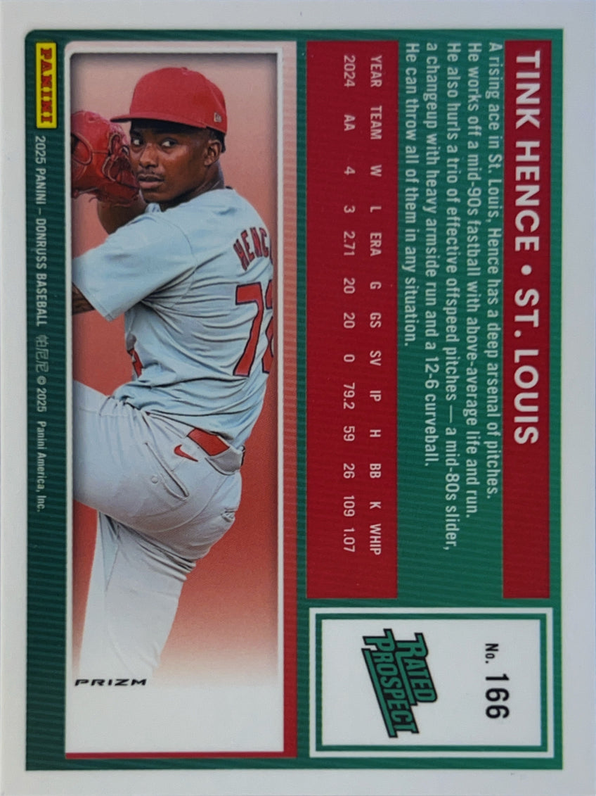 2025 Panini Donruss Optic Prizm Tink Hence #166 Holo Rated Prospect