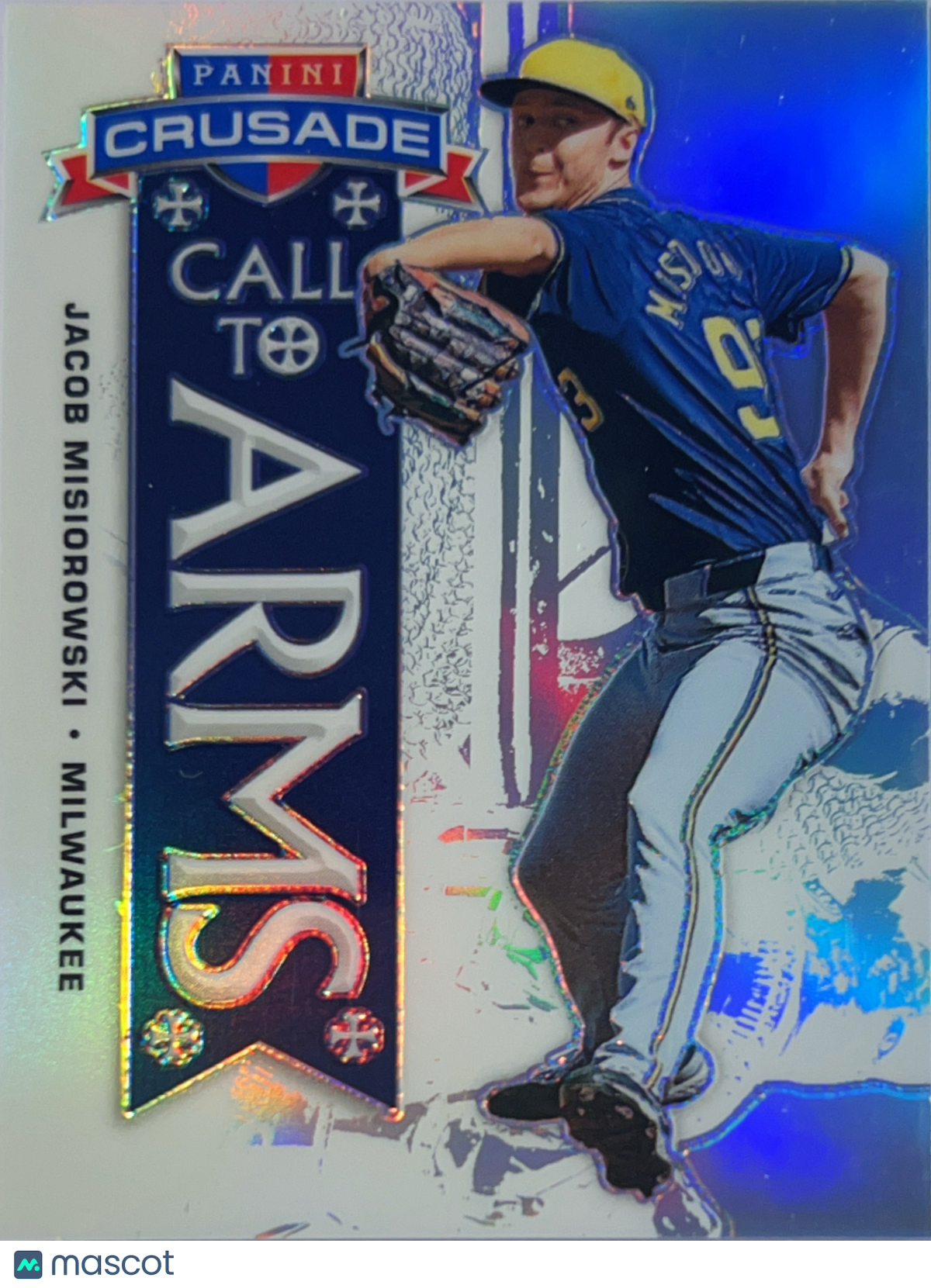 2025 Panini Crusade Prizm Call to Arms Jacob Misiorowski #16 Blue