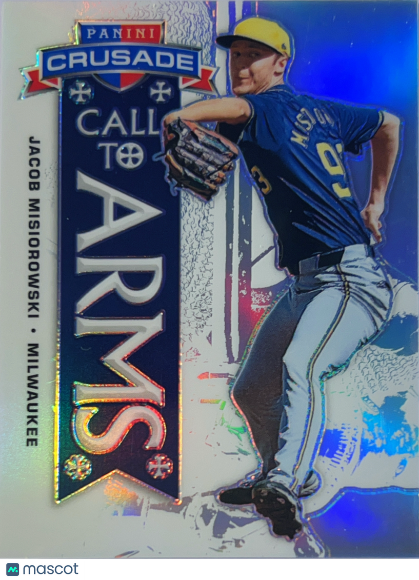 2025 Panini Crusade Prizm Call to Arms Jacob Misiorowski #16 Blue