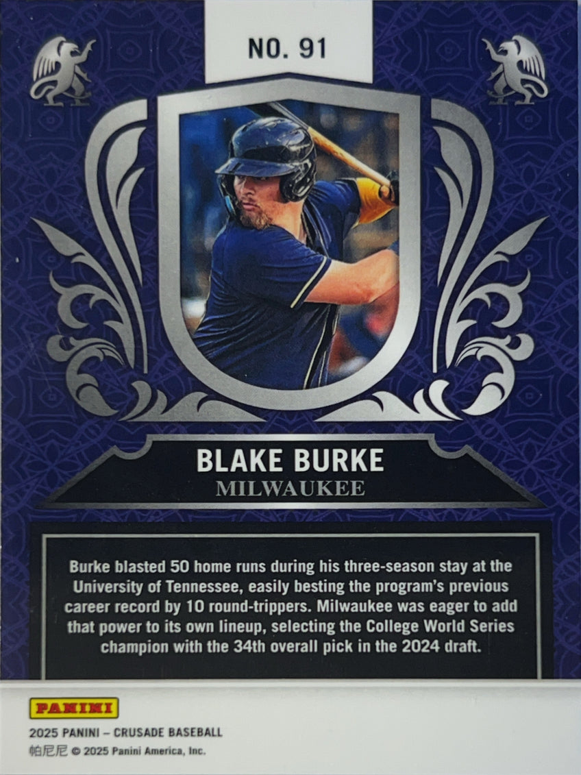 2025 Panini Crusade Blake Burke #91 Blue Prizm