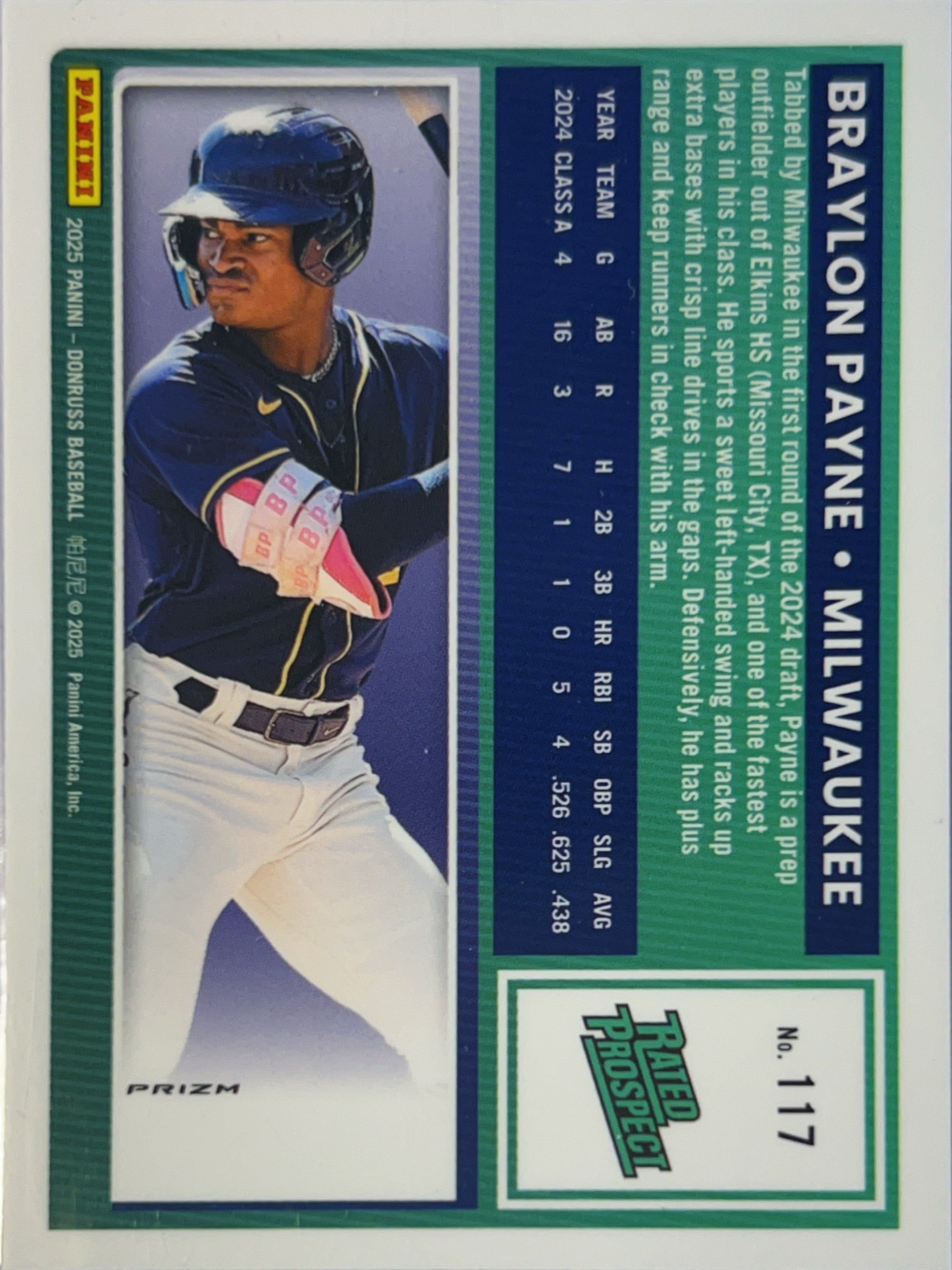 2025 Panini Donruss Optic Prizm Braylon Payne #117 Orange