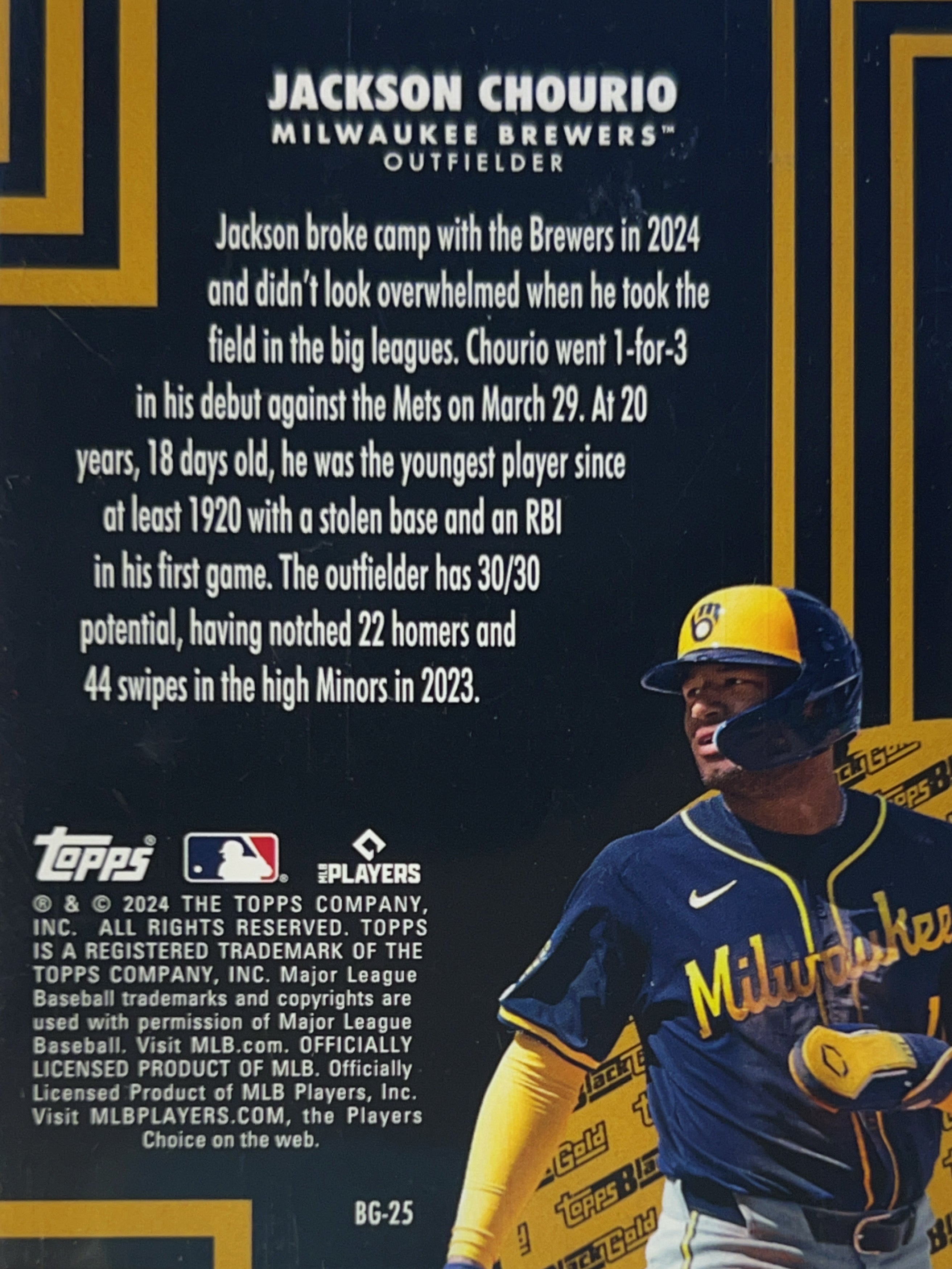 2024 Topps Black Gold Jackson Chourio #BG-25 RC
