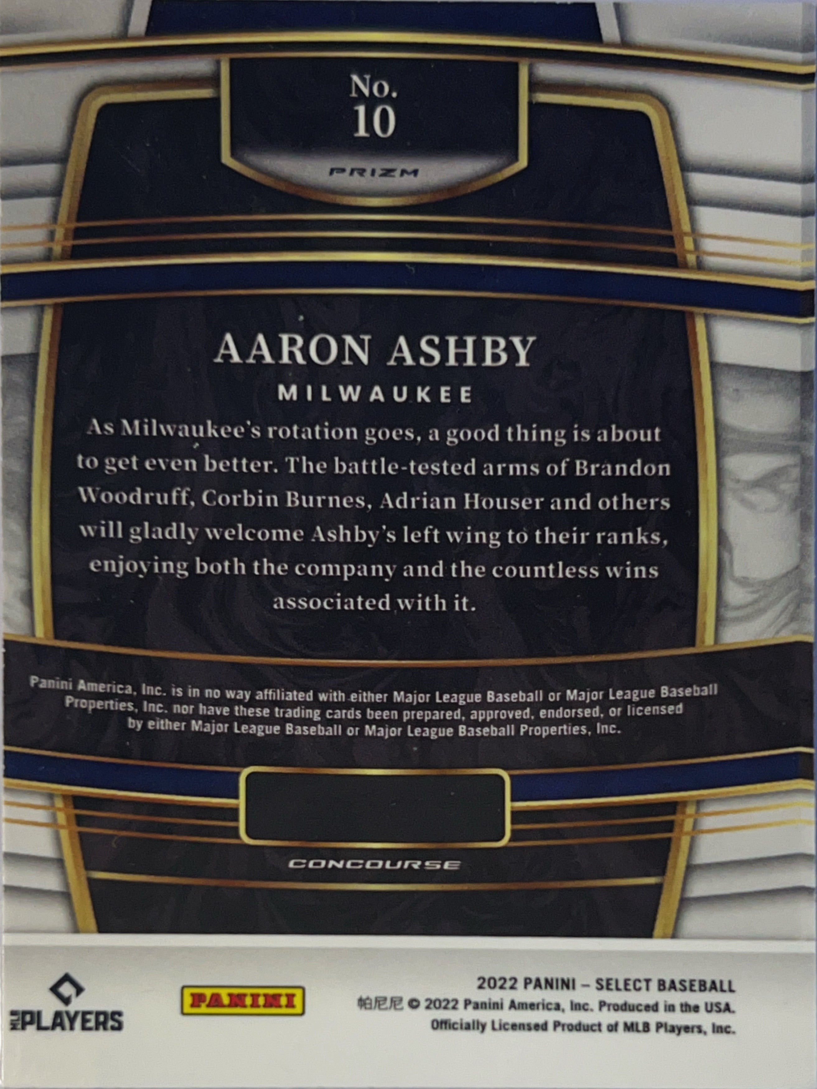 2022 Panini Select Prizm Aaron Ashby #10 Disco