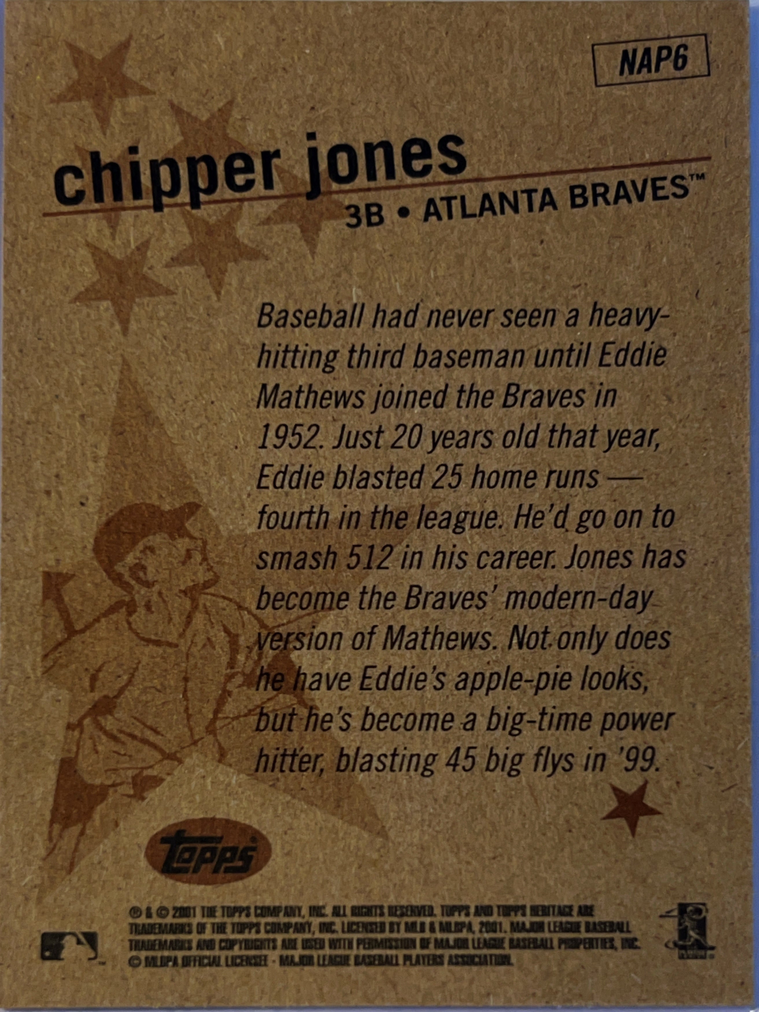 2001 Topps Heritage New Age Performers Chipper Jones #NAP6