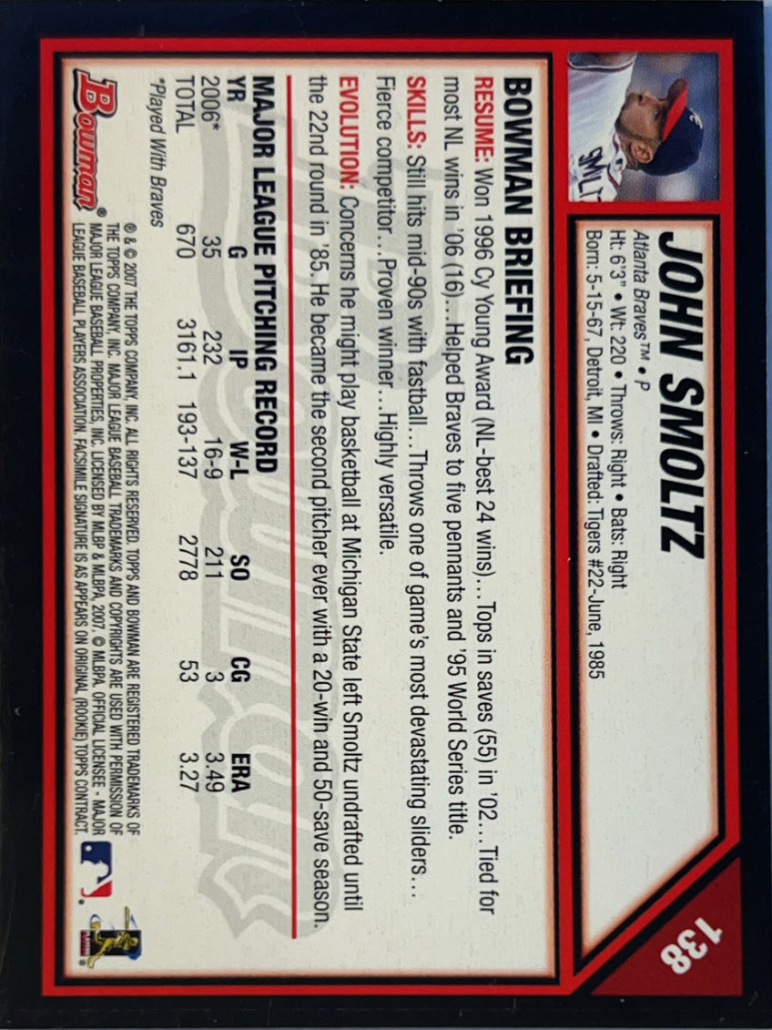 2007 Bowman Gold John Smoltz #138