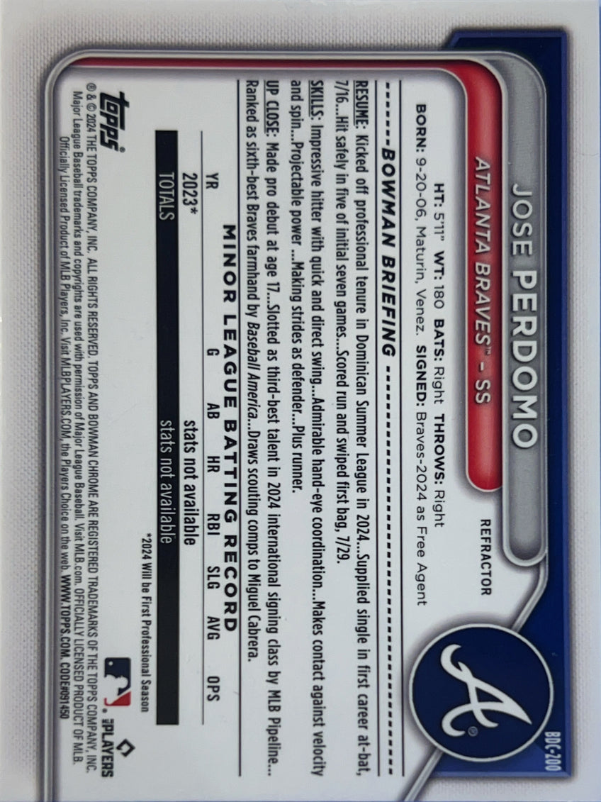 2024 Bowman Chrome Jose Perdomo #BDC-200 Refractor