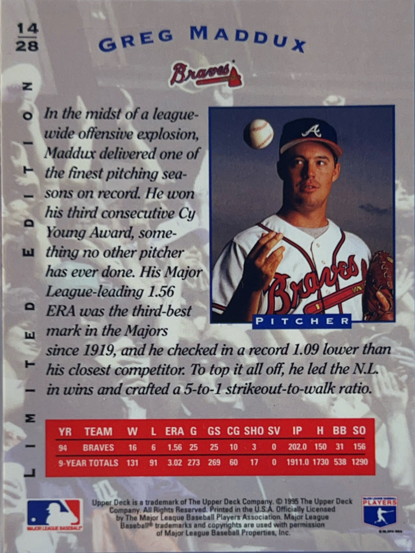 1995 Upper Deck Denny's Hologram Greg Maddux #14