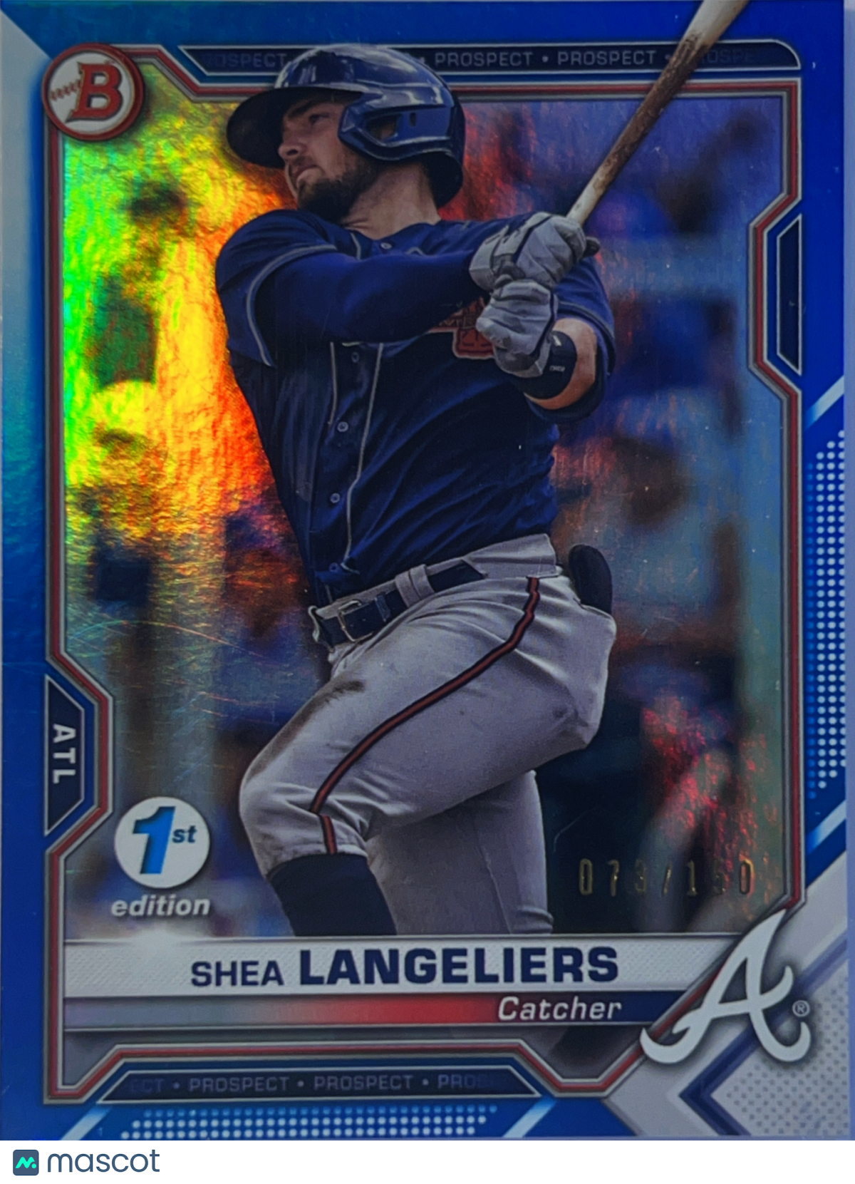 2021 Bowman 1st Edition Shea Langeliers #BFE-28 Blue Foil /150 1st Edition