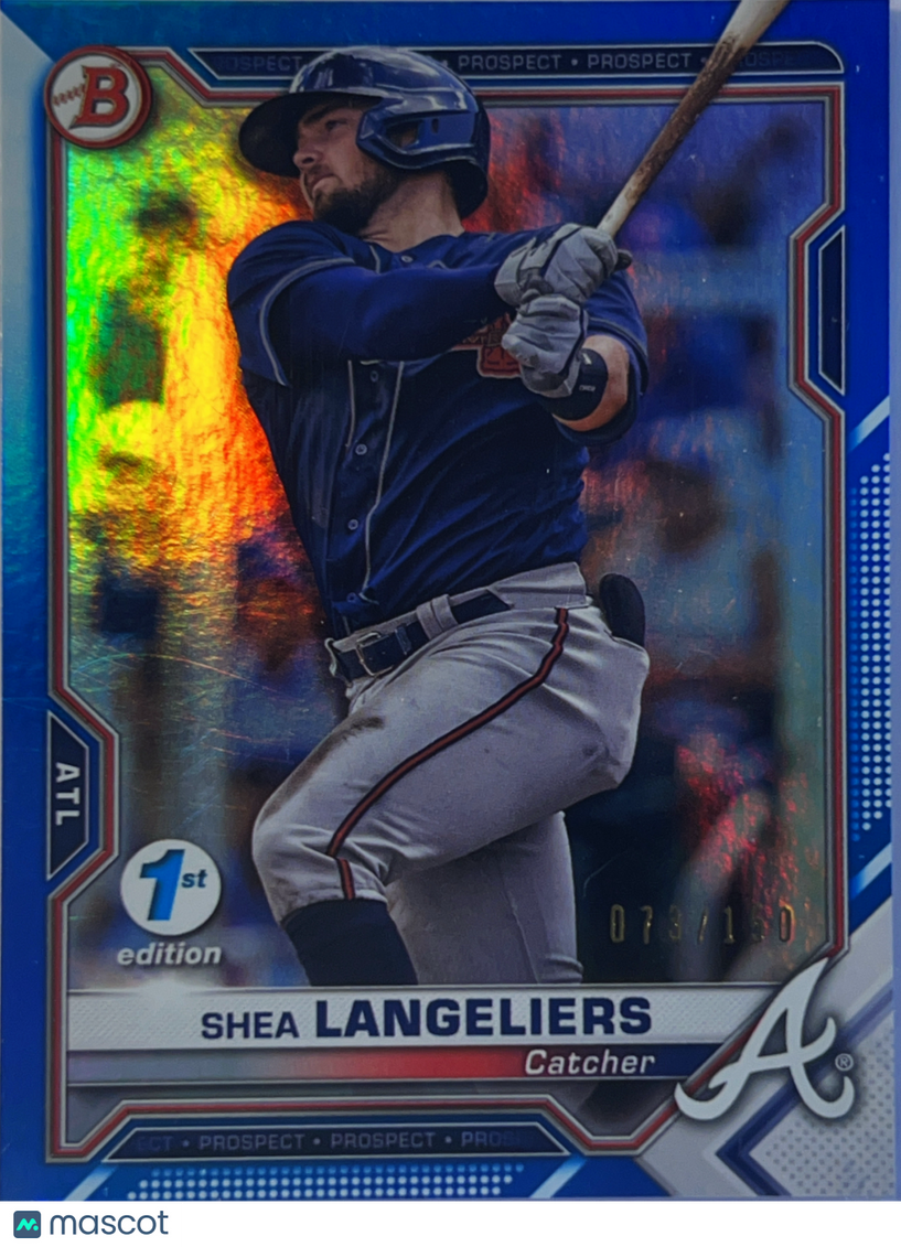 2021 Bowman 1st Edition Shea Langeliers #BFE-28 Blue Foil /150 1st Edition