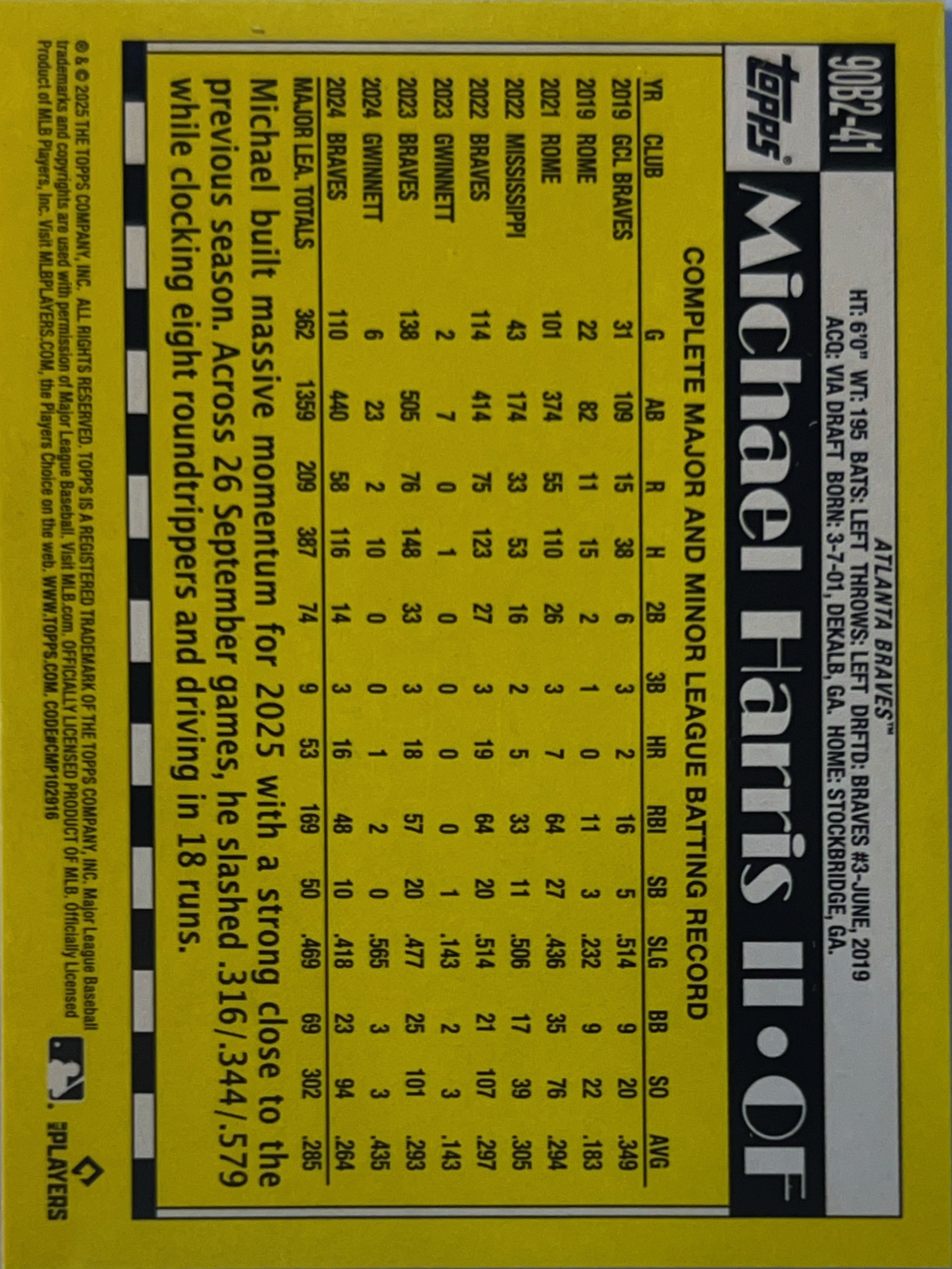 2025 Topps 1989 Topps Baseball Michael Harris II #89B2-41 Red Border