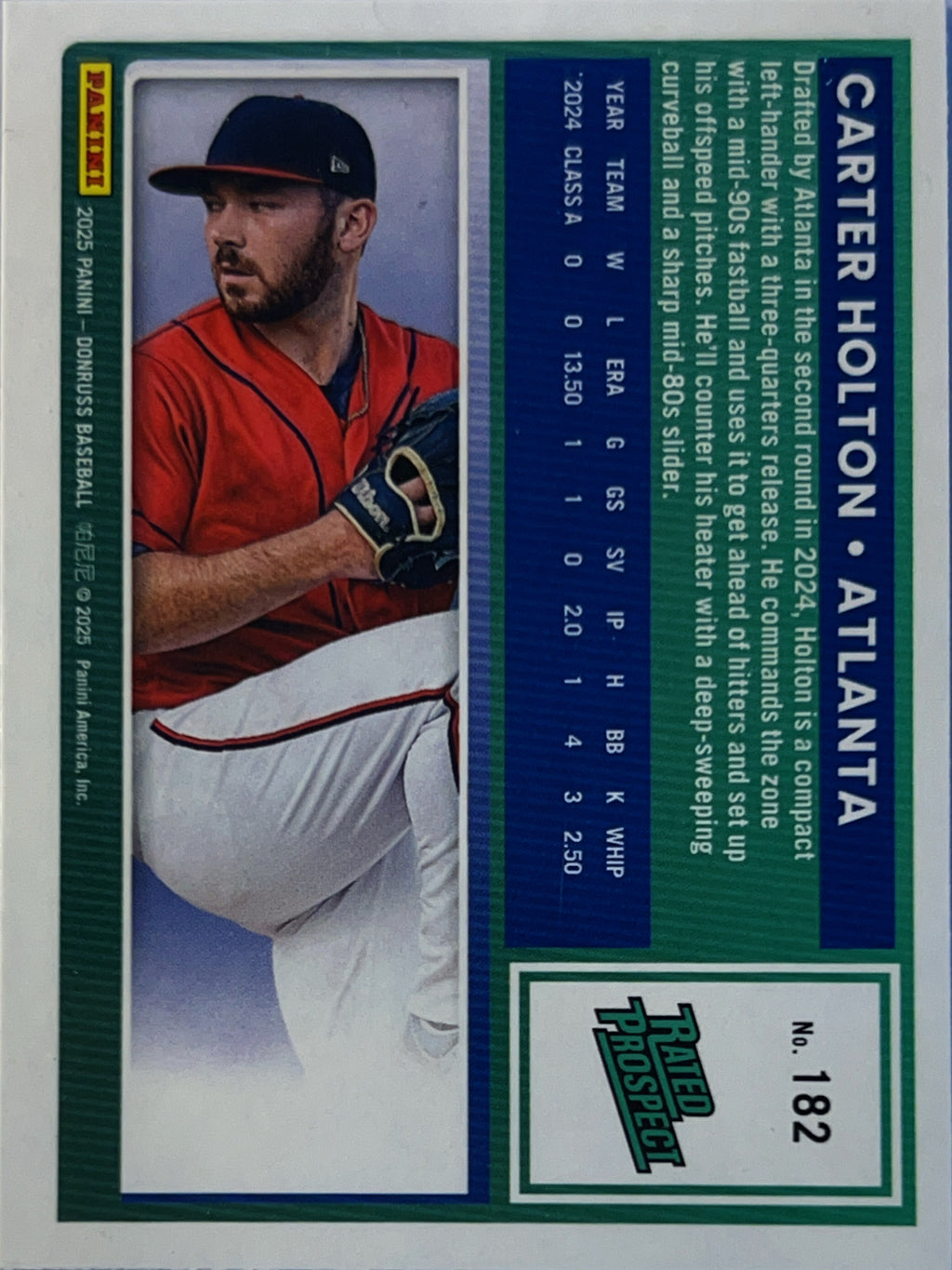 2025 Panini Donruss Baseball Carter Holton #182 Holo