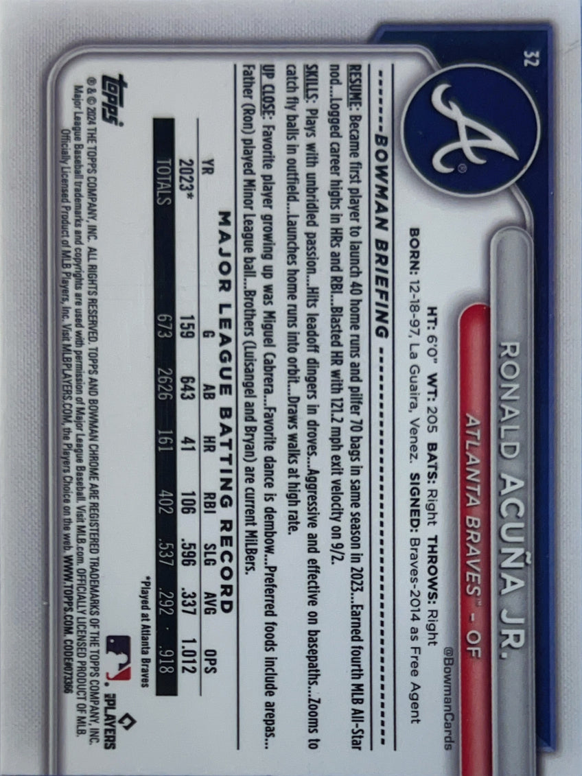 2024 Bowman Chrome Ronald Acuña Jr. #32 Mega Box Mojo Refractor