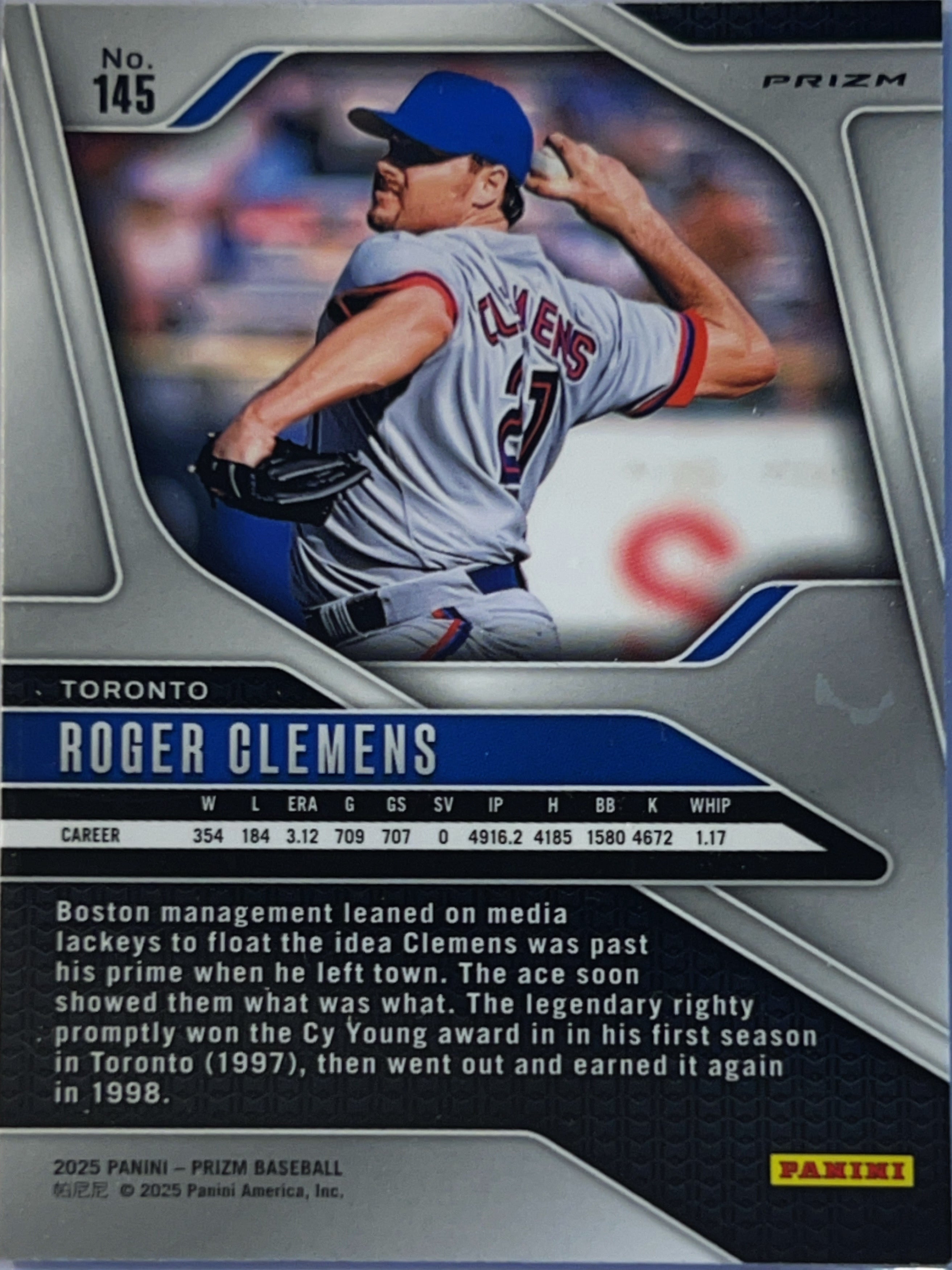 2025 Panini Prizm Roger Clemens #145 Silver