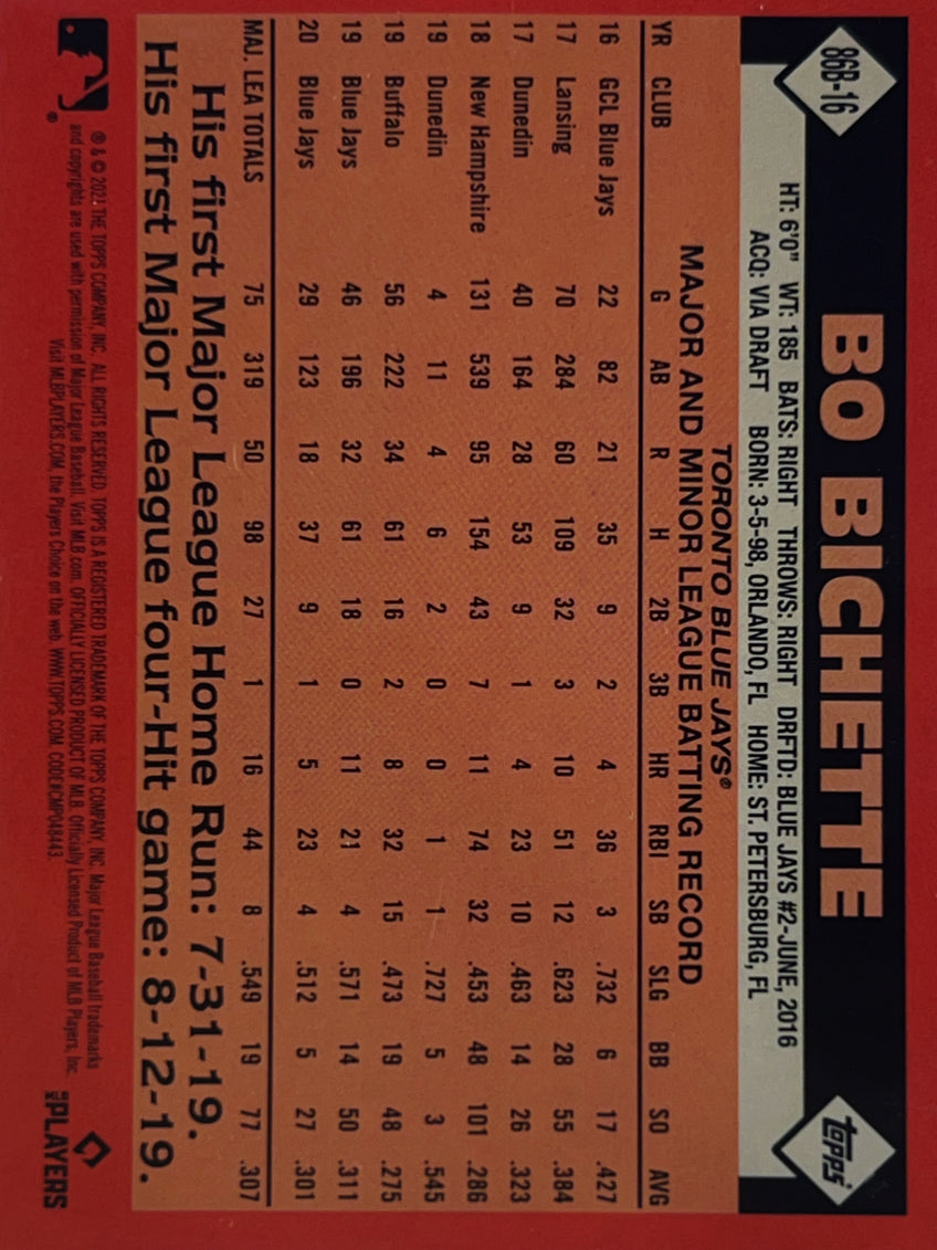 2021 Topps 1986 Topps Baseball Bo Bichette #86B-16