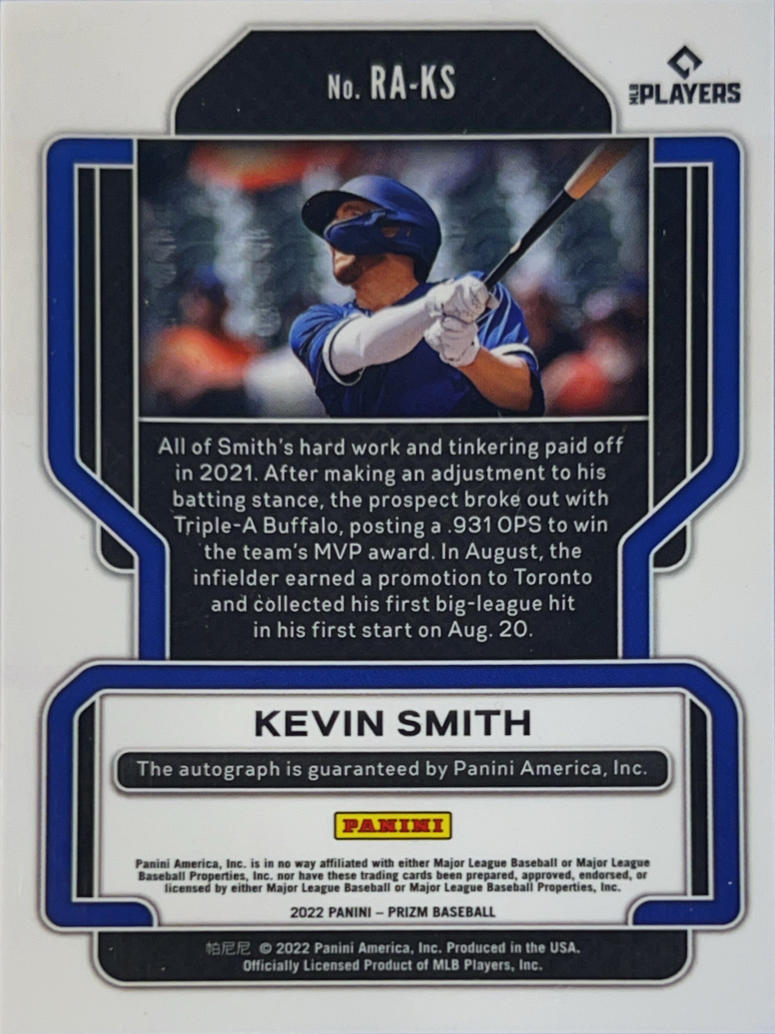 2022 Panini Prizm Kevin Smith #RA-KS RC