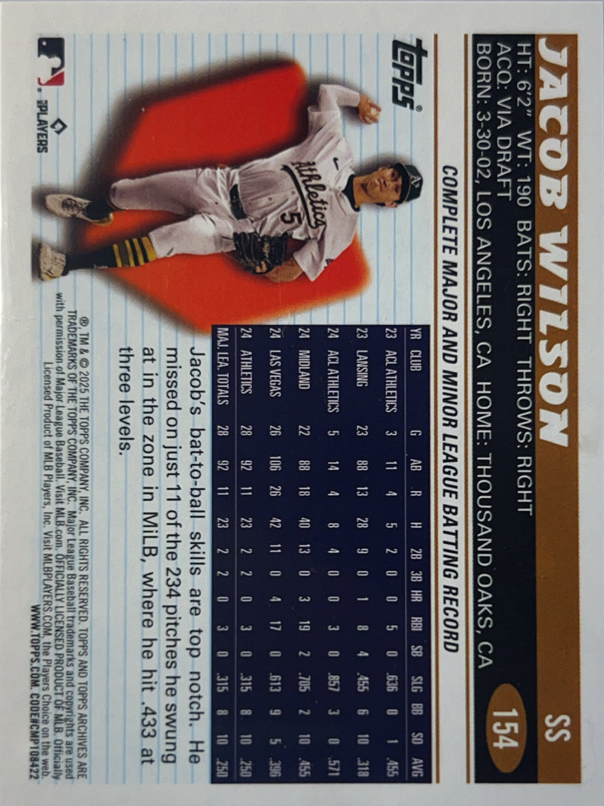 2025 Topps Archives Jacob Wilson #154 Black Border RC