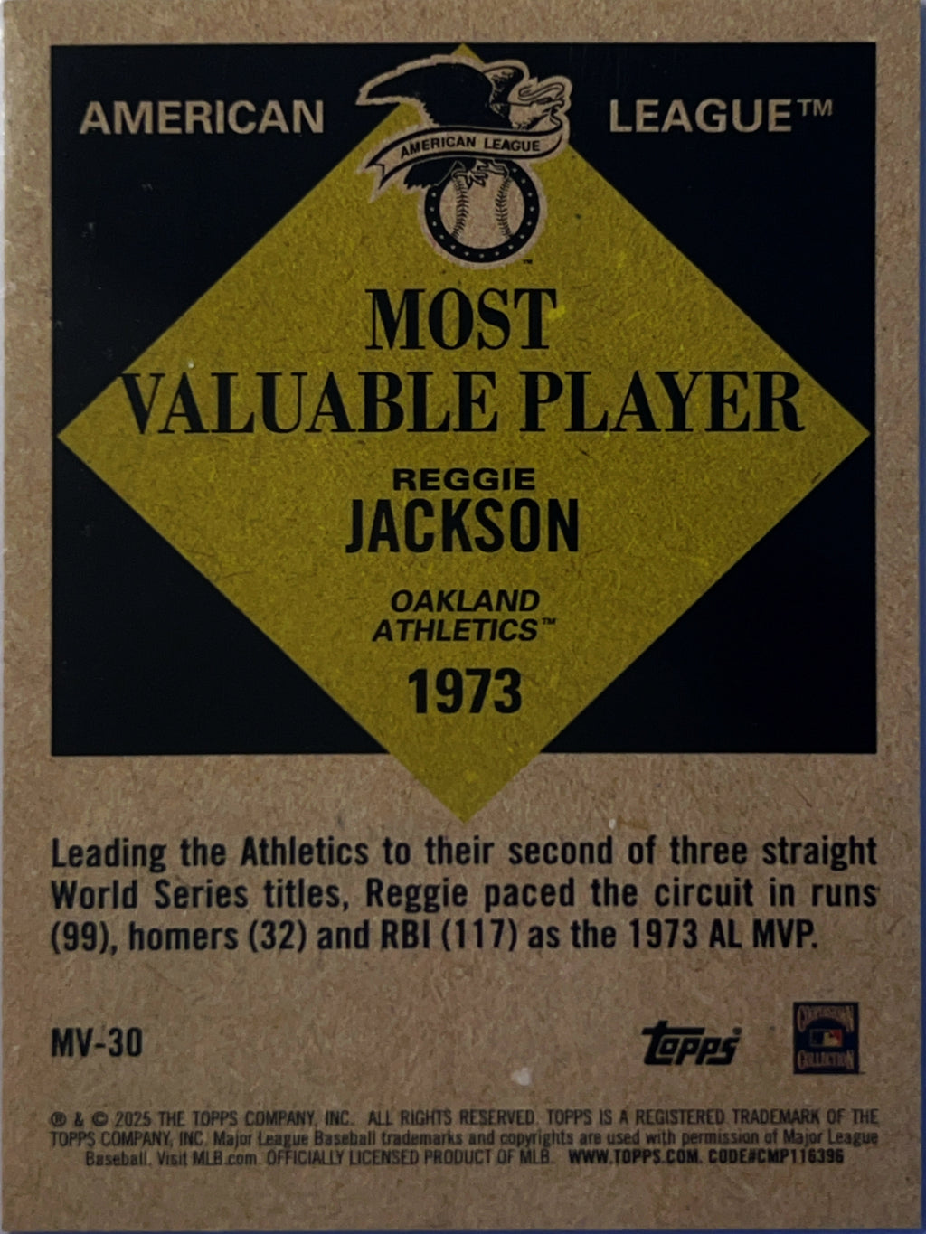 2025 Topps Most Valuable Player Reggie Jackson #MV-30