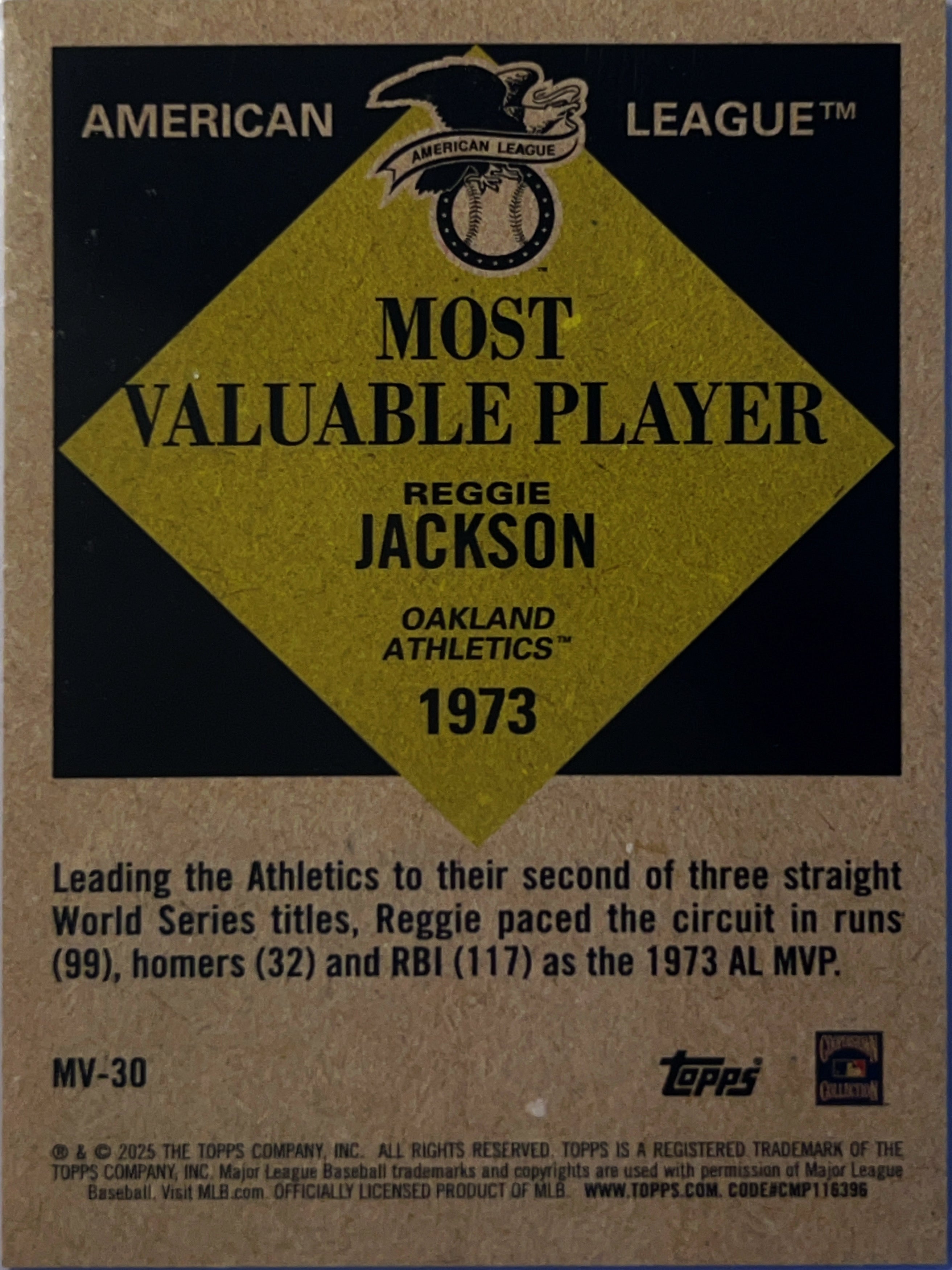 2025 Topps Most Valuable Player Reggie Jackson #MV-30