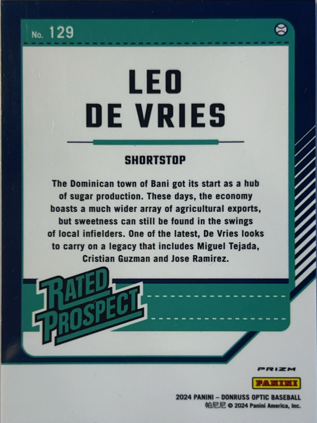 2024 Panini Donruss Optic Baseball Prizm Leo De Vries #129