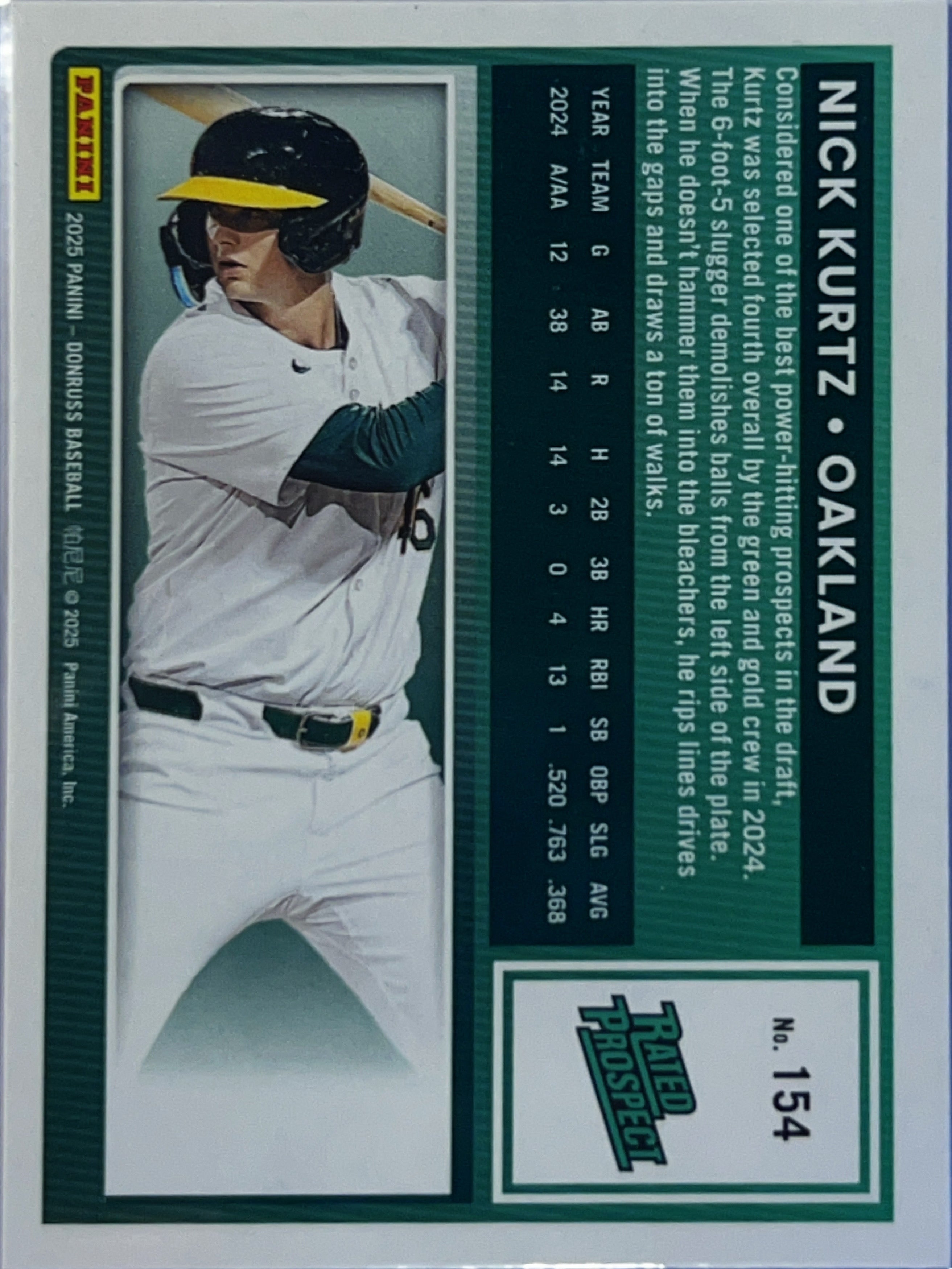 2025 Donruss Baseball Nick Kurtz #154 Rated Prospect