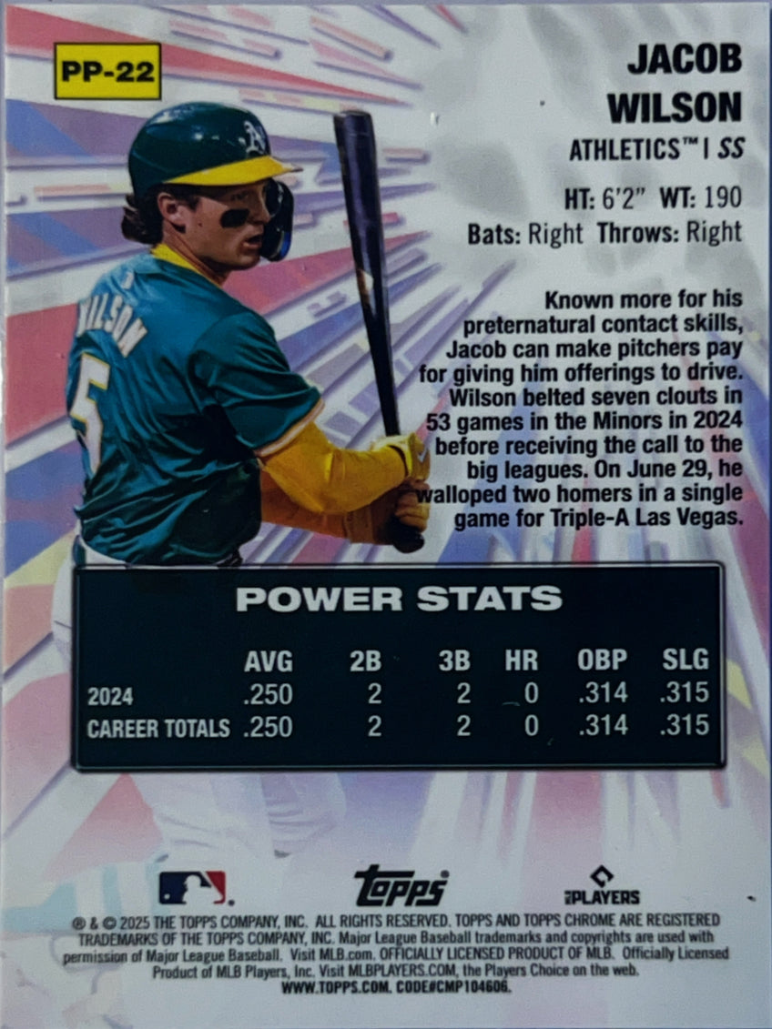 2025 Topps Chrome Power Players Jacob Wilson #PP-22 RC
