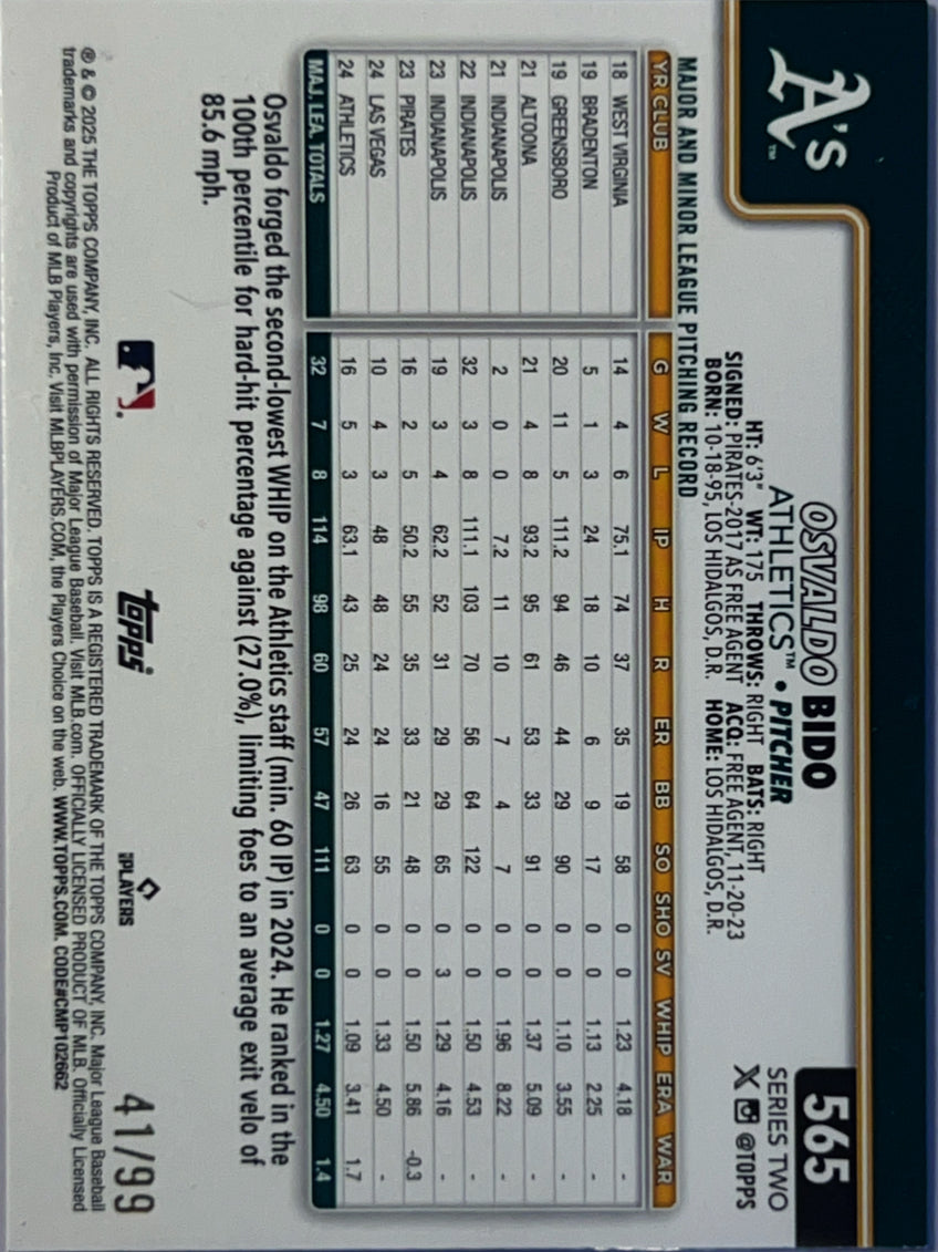 2025 Topps Series Two Osvaldo Bido #565 Green Foilboard