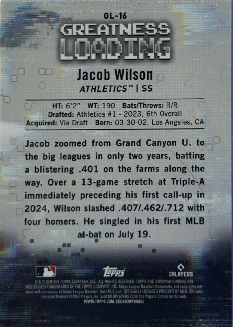 2025 Bowman Chrome Greatness Loading Jacob Wilson #GL-16 RC