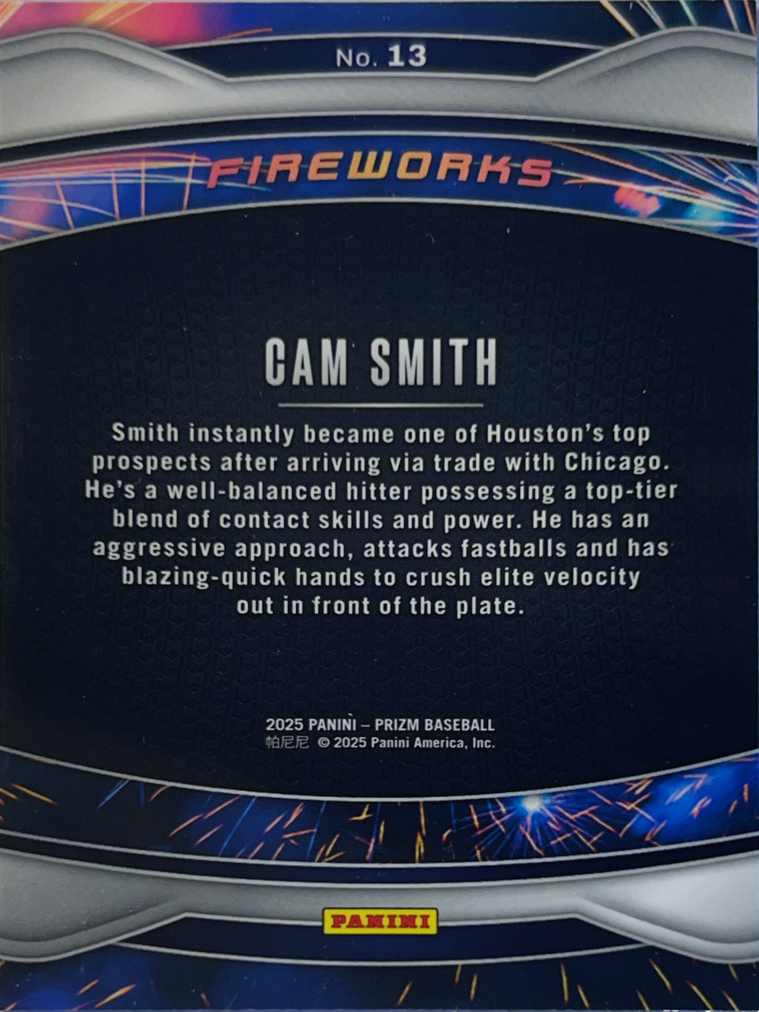 2025 Panini Prizm Fireworks Cam Smith #13 RC