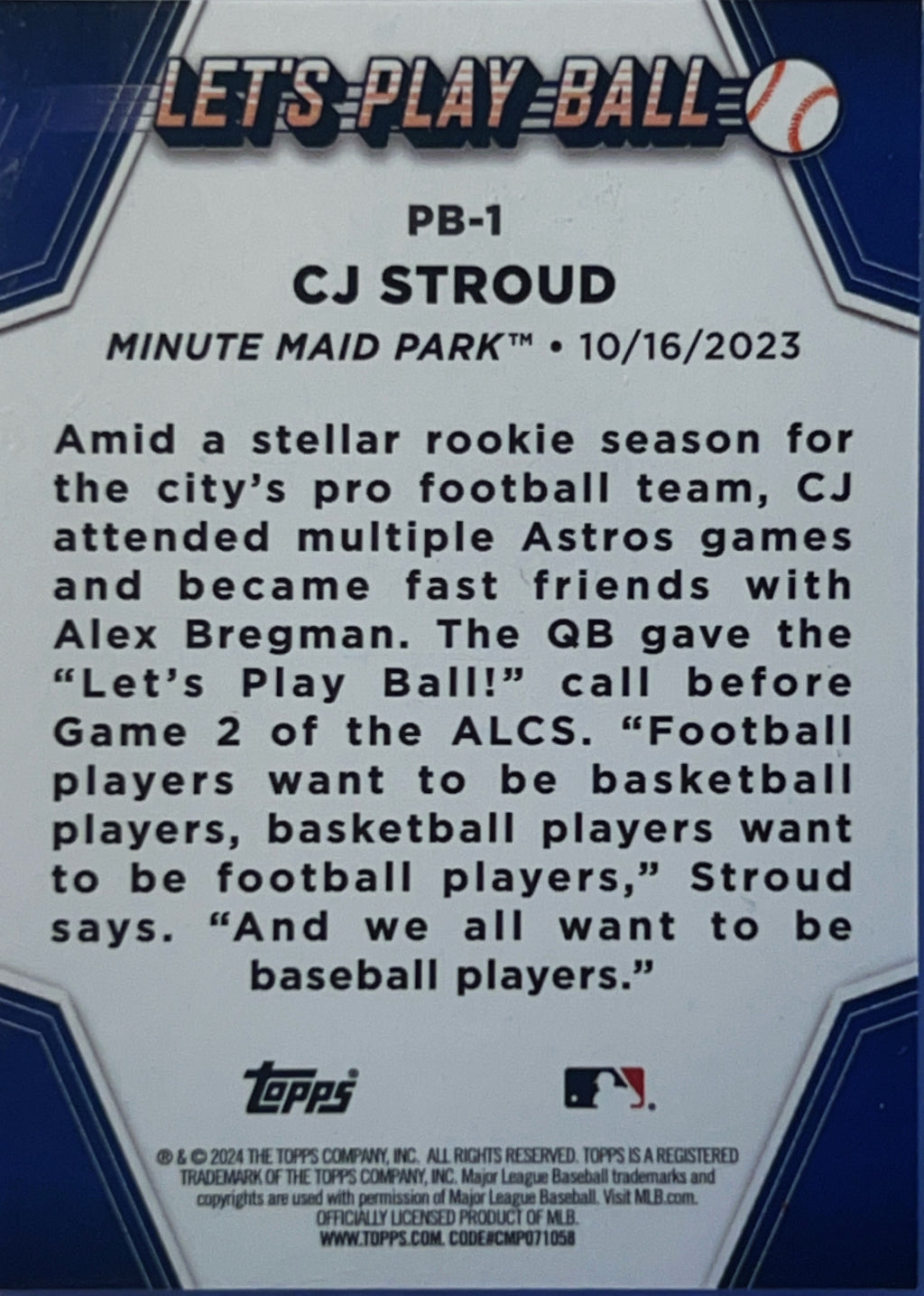 2024 Topps Let's Play Ball C.J. Stroud #PB-1