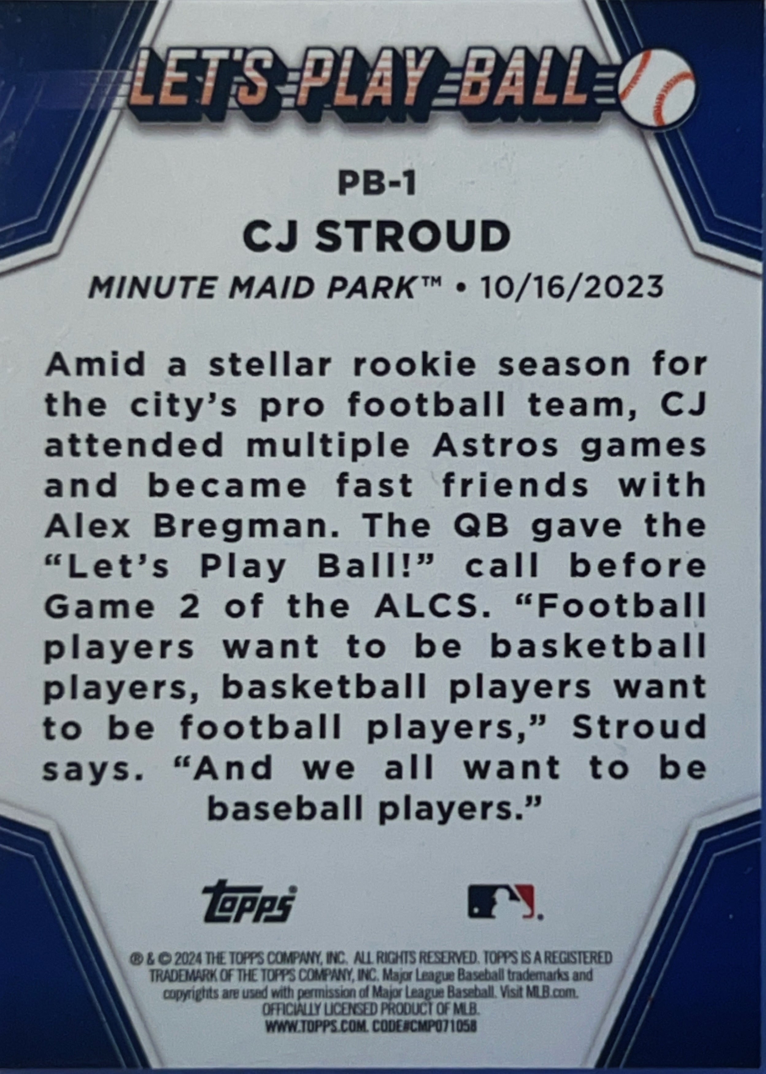2024 Topps Let's Play Ball C.J. Stroud #PB-1