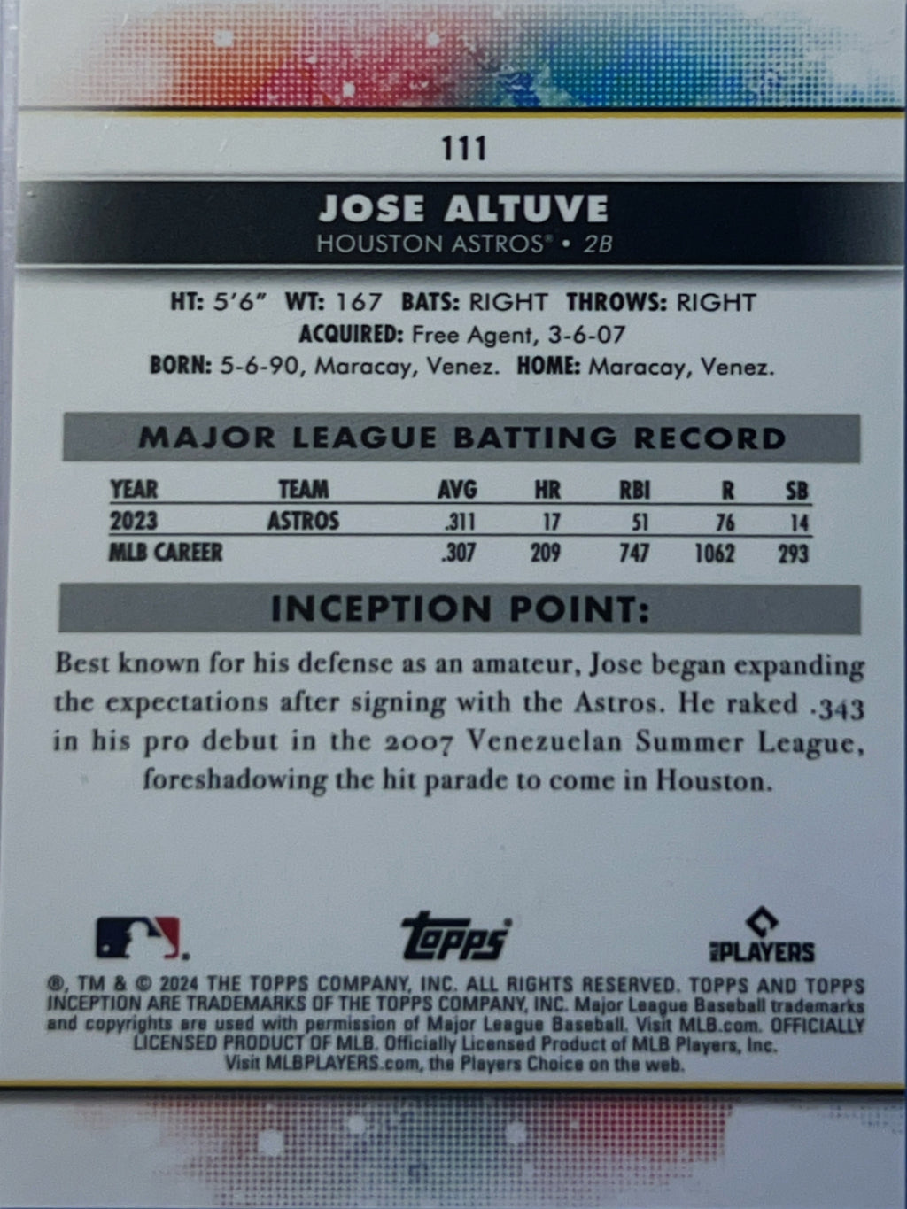 2024 Topps Inception Jose Altuve #111