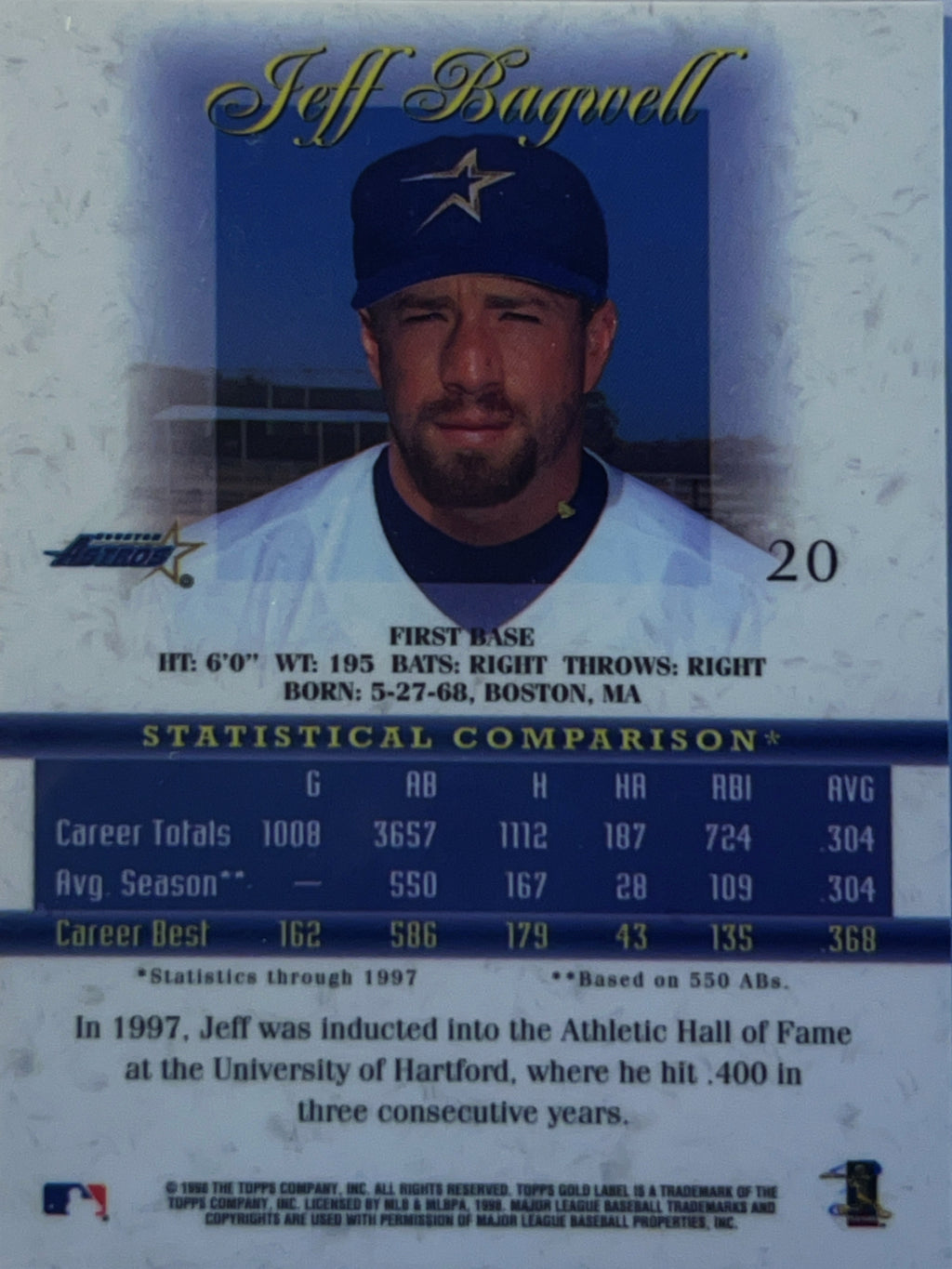 1998 Topps Gold Label Jeff Bagwell #20 Class
