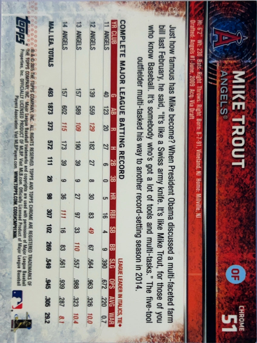 2015 Topps Chrome Mike Trout #51