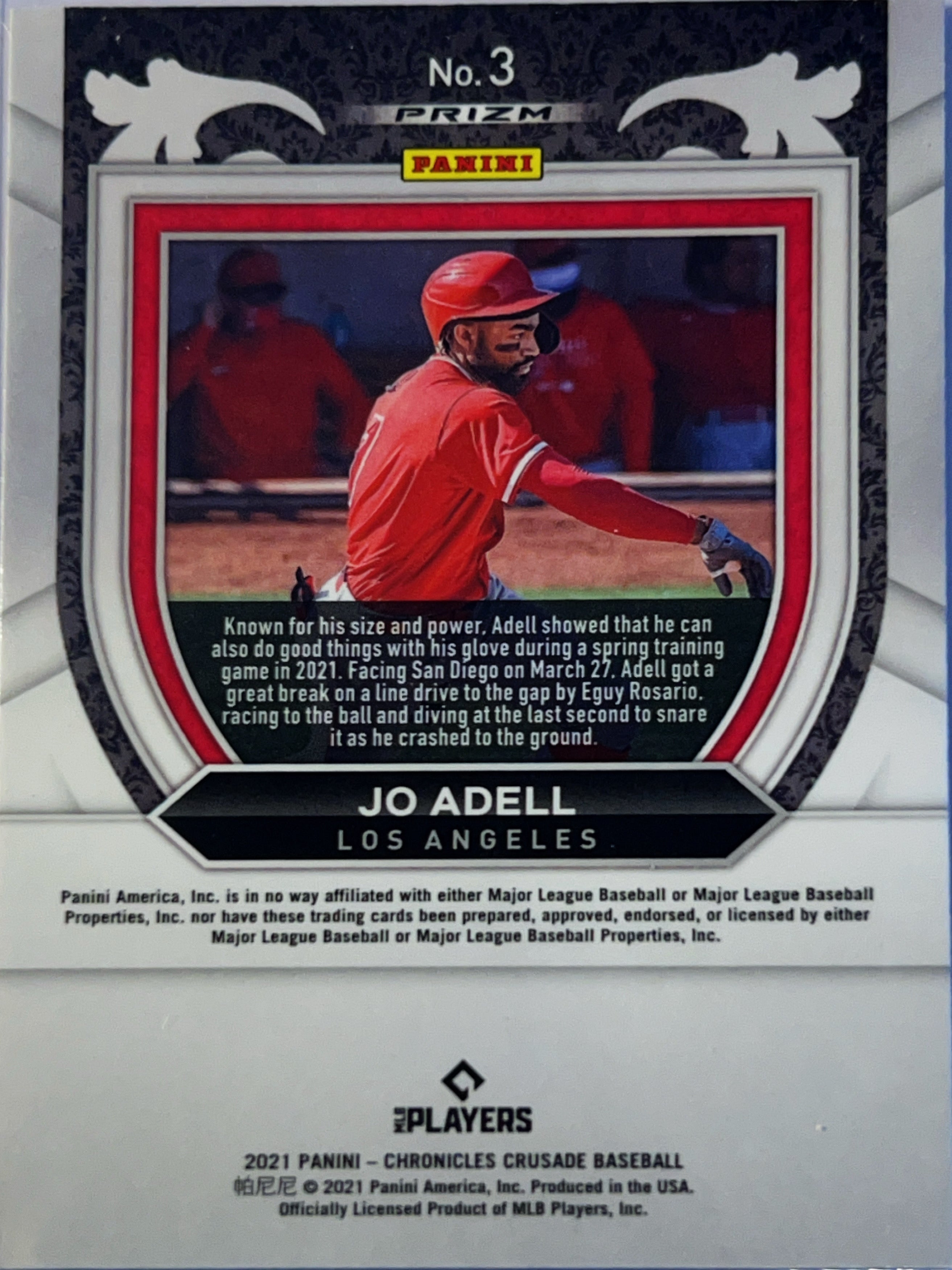 2021 Panini Chronicles Prizm Crusade Jo Adell #3 Silver Checkerboard RC