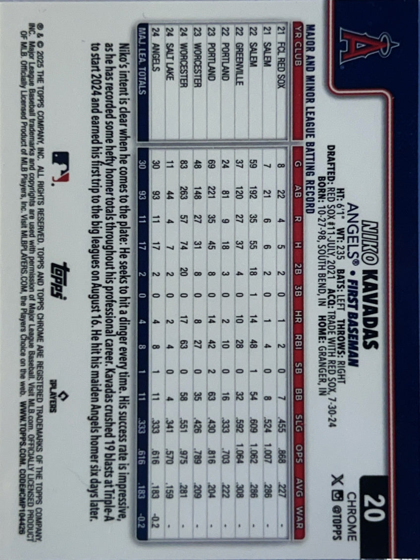 2025 Topps Chrome Niko Kavadas #20 RC
